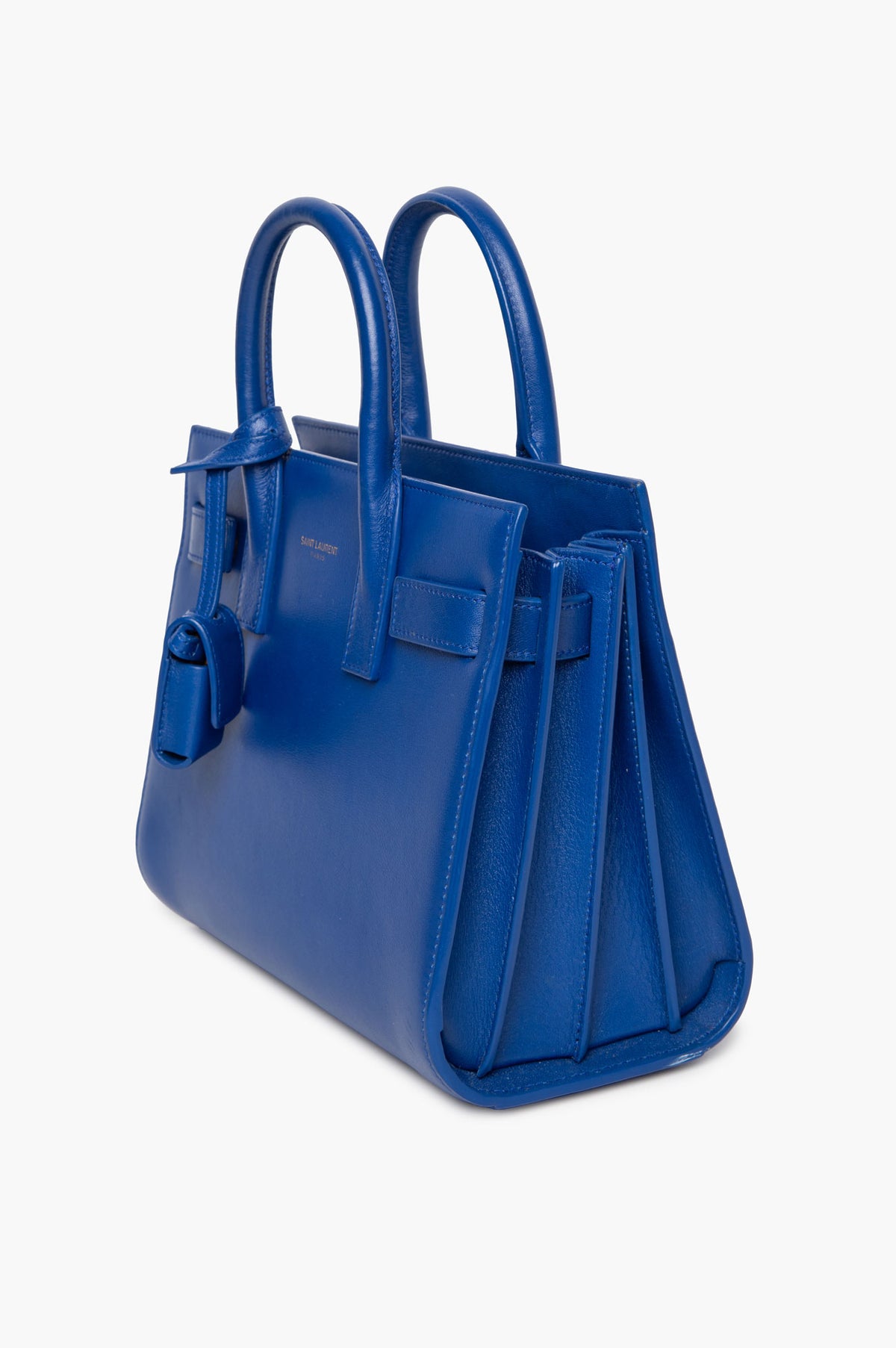 Saint Laurent Royal Blue Smooth Calfskin Nano Sac De Jour With Strap