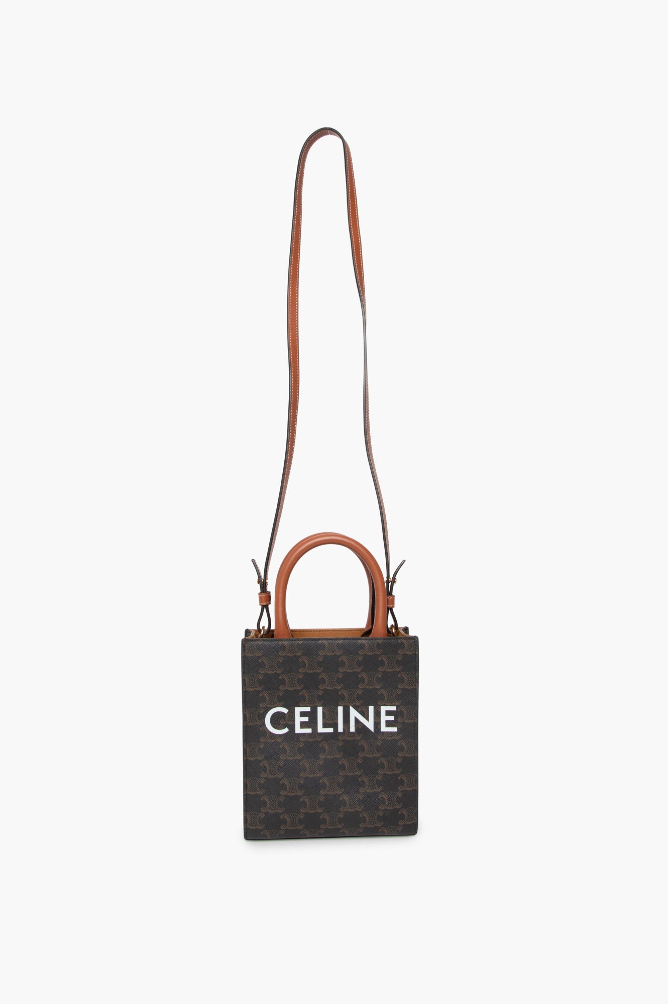 Celine Brown Vertical Triomphe Canvas Bag