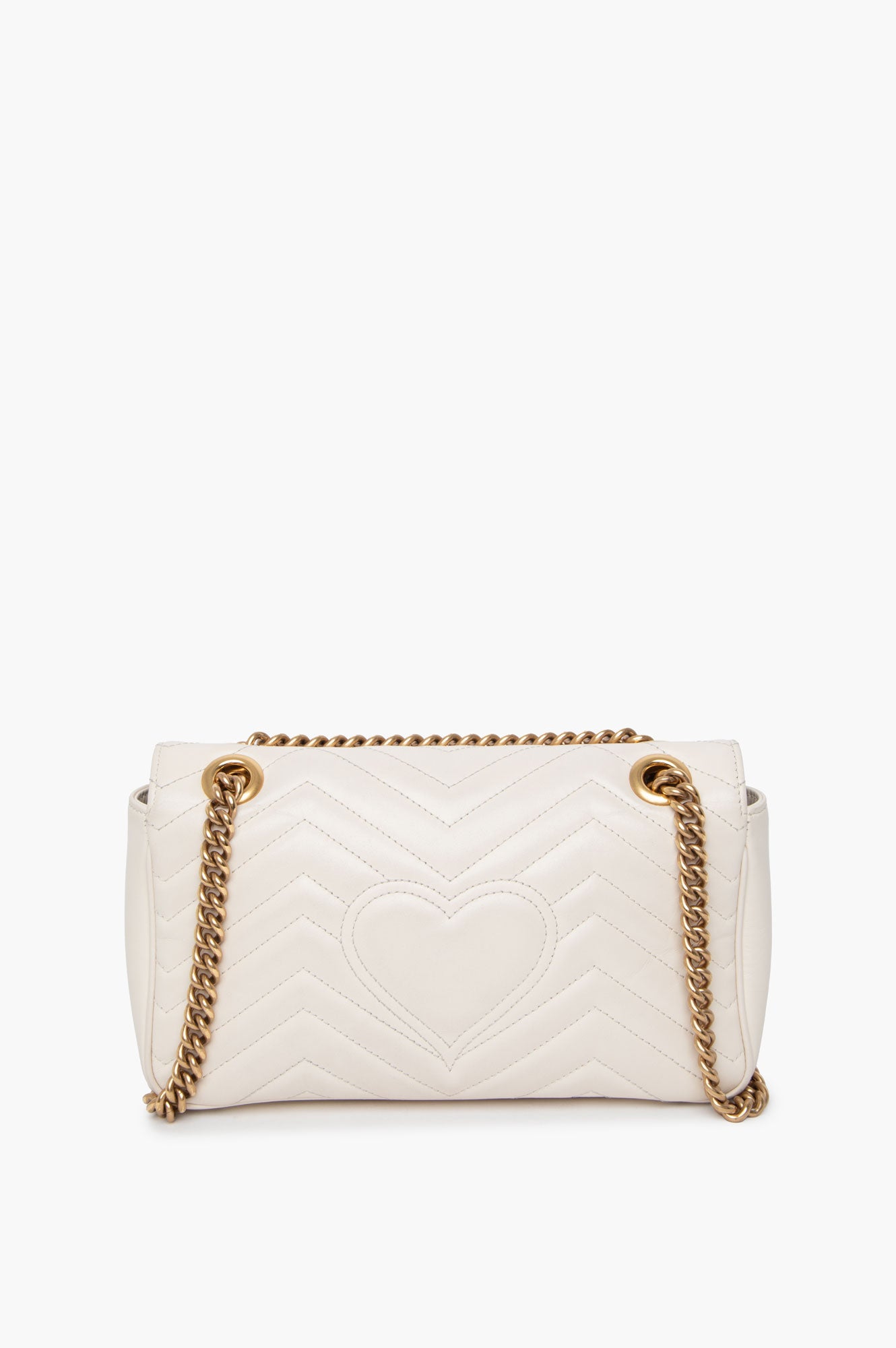 Gucci White GG Marmont Medium Shoulder Bag