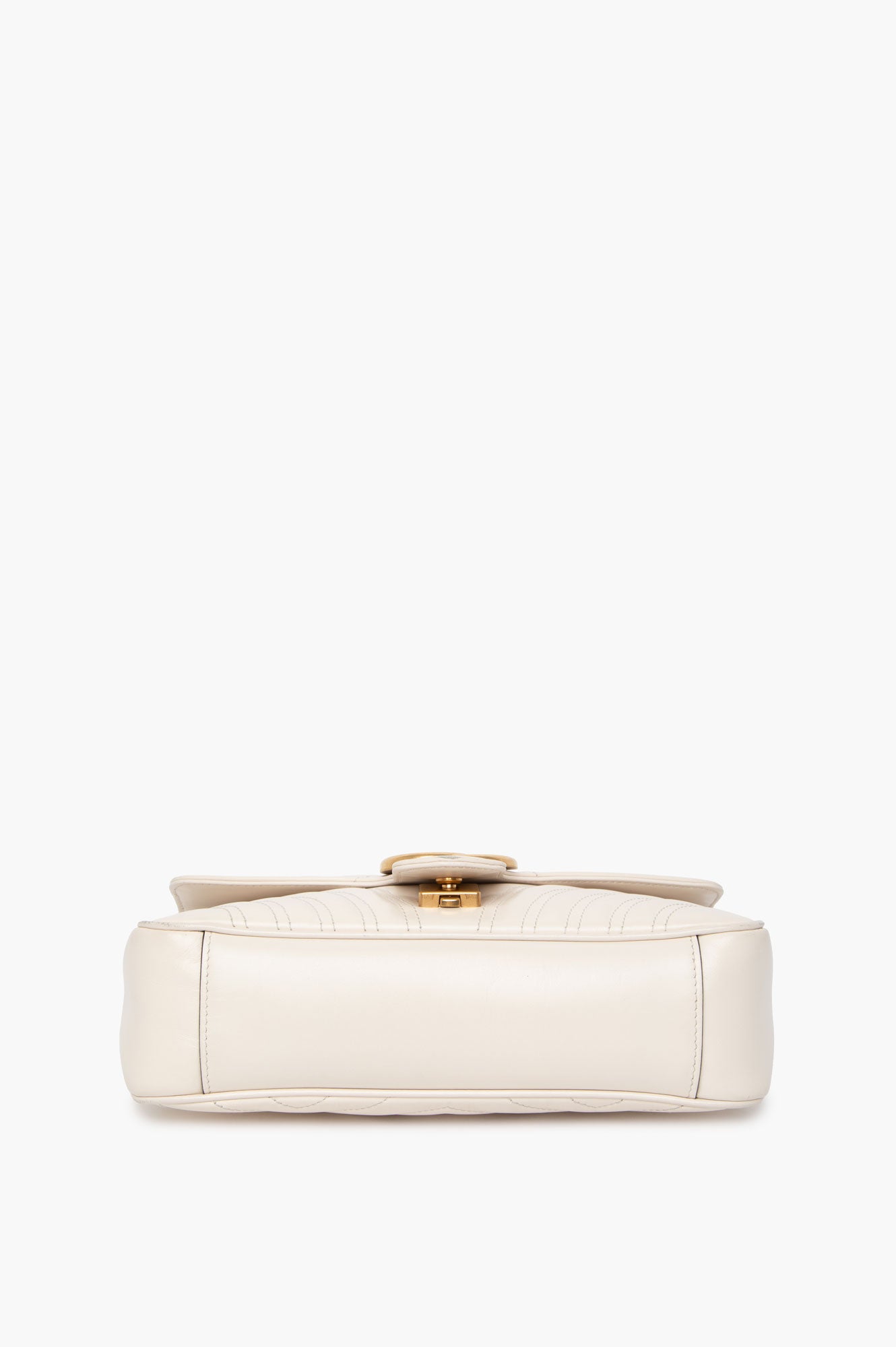 Gucci White GG Marmont Medium Shoulder Bag