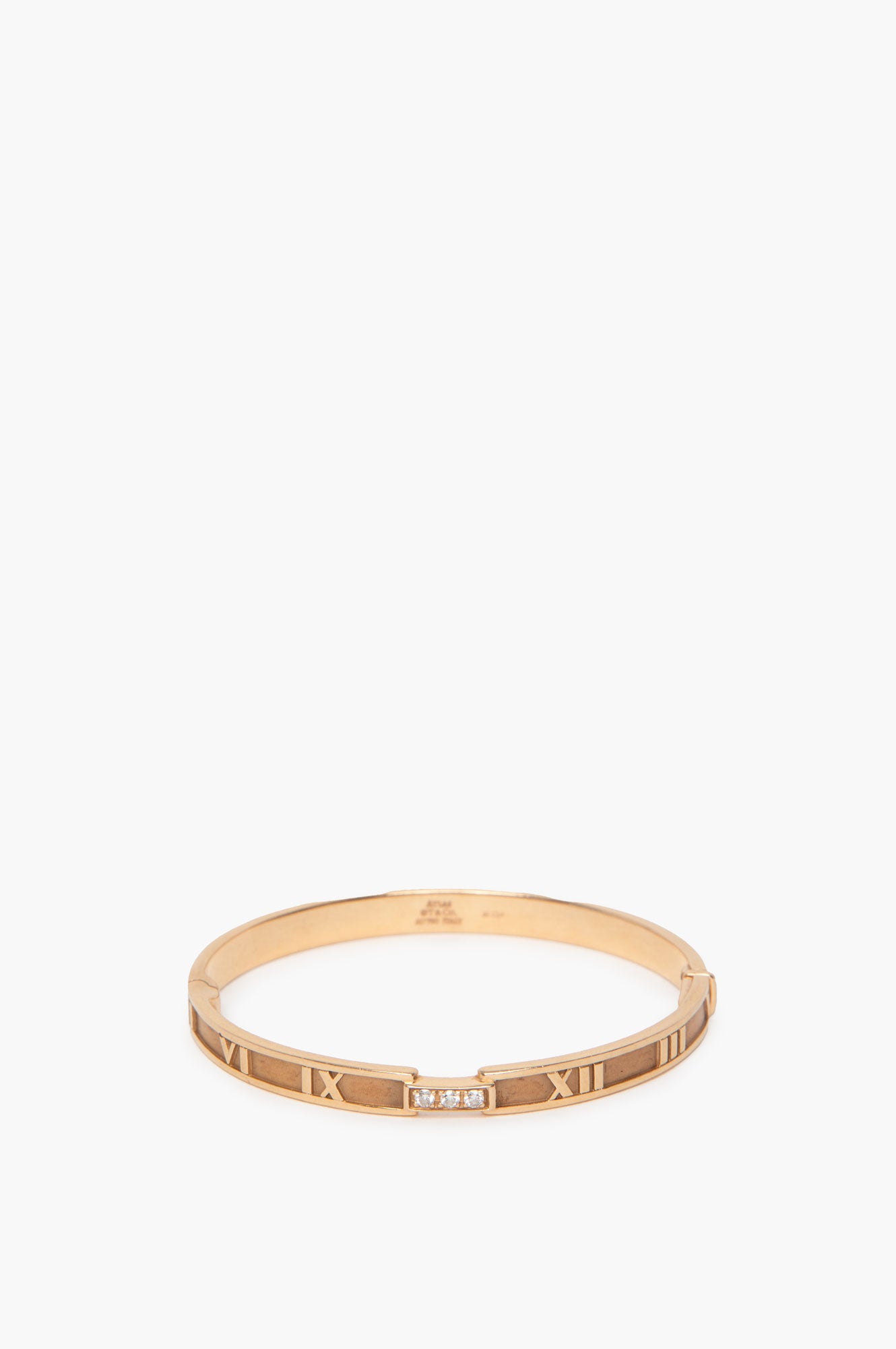 Tiffany & Co 18K Rose Gold Atlas 3 Diamonds Bangle Bracelet Size Medium