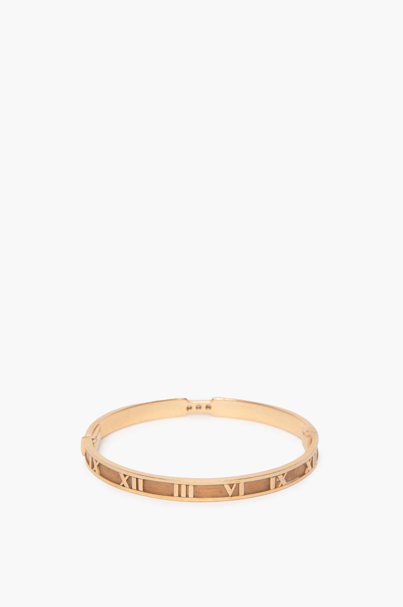 Tiffany & Co 18K Rose Gold Atlas 3 Diamonds Bangle Bracelet Size Medium