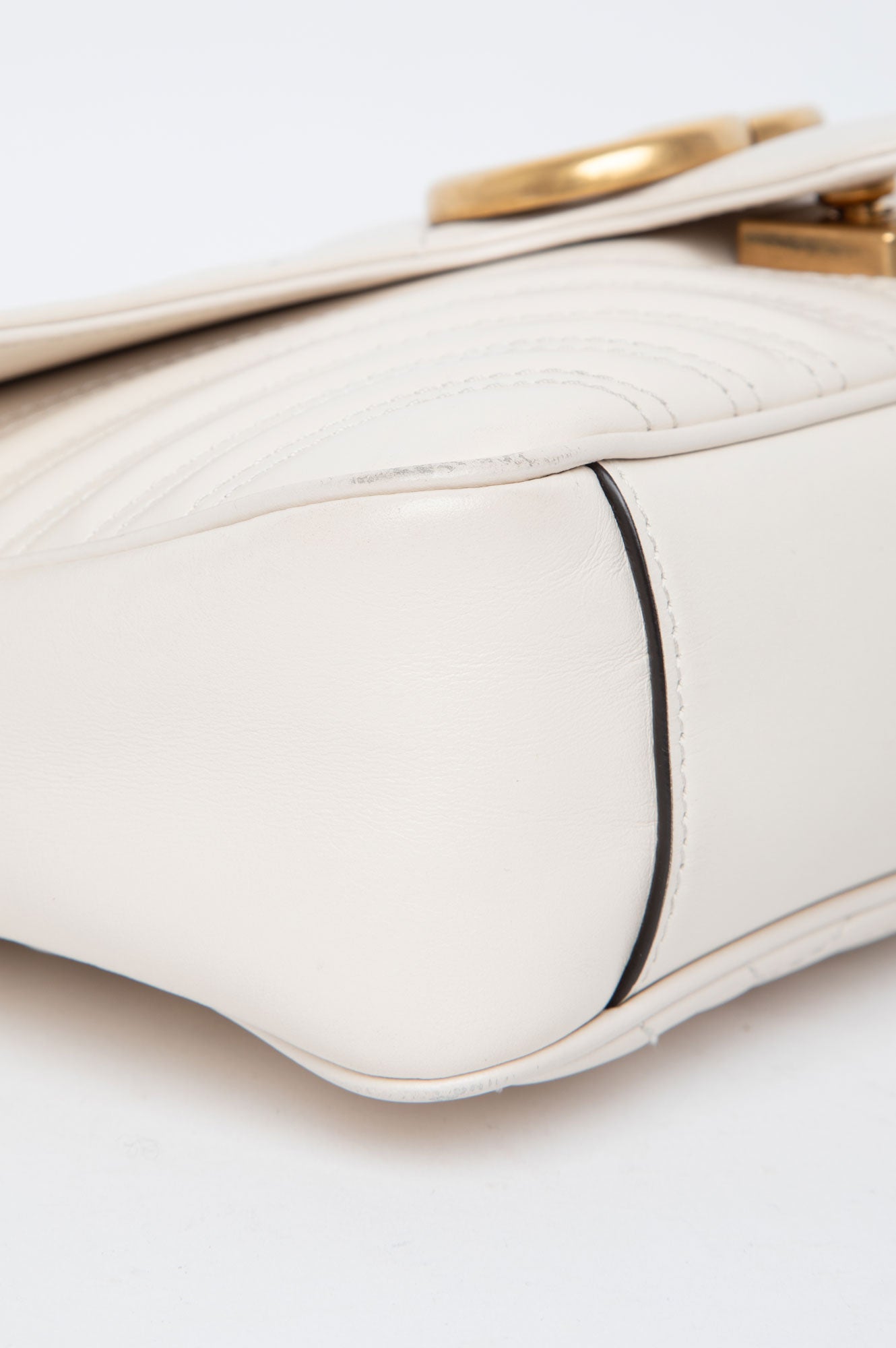 Gucci White GG Marmont Medium Shoulder Bag