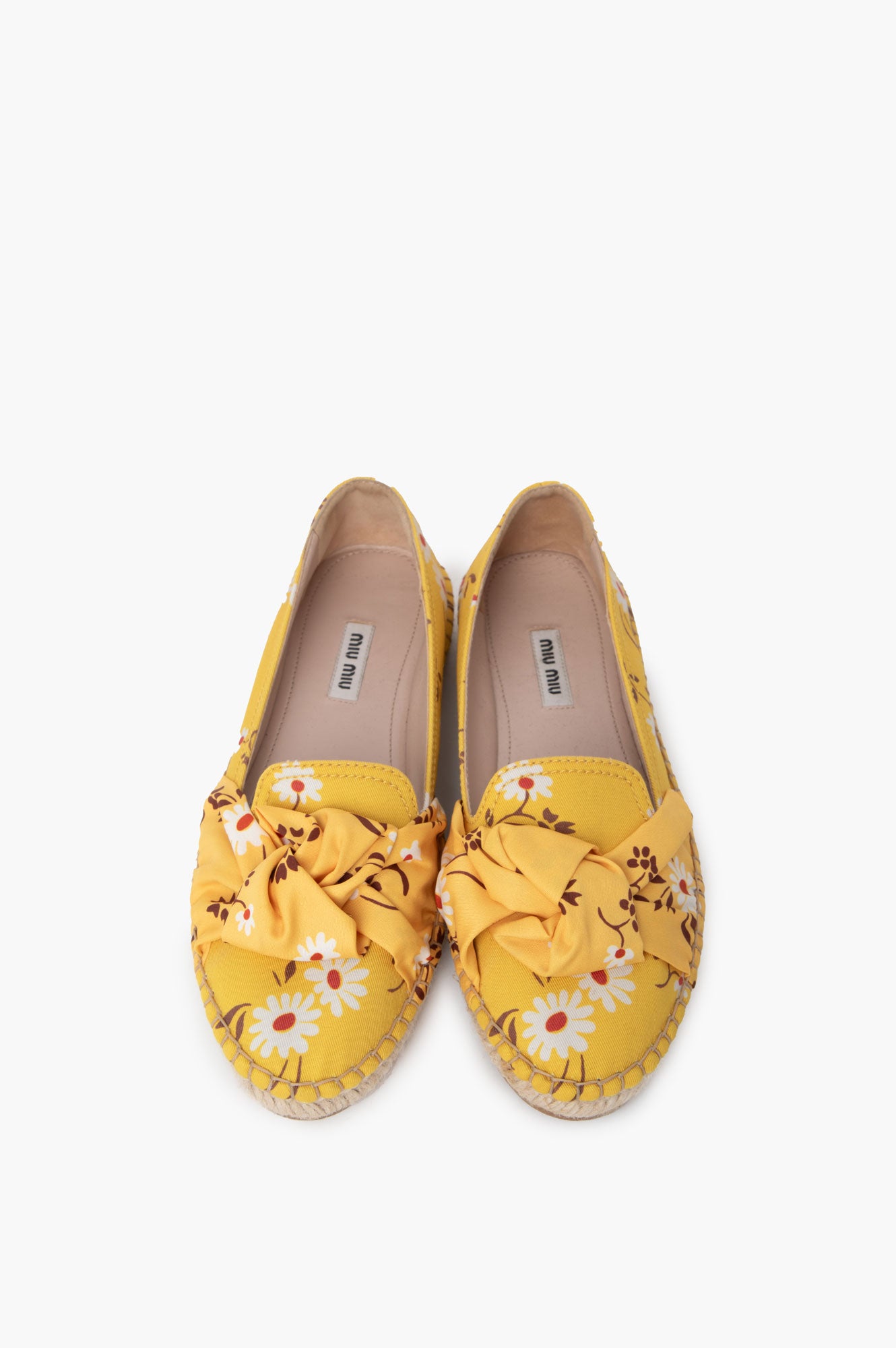 Miu Miu Yellow Floral Printed Espadrilles 37