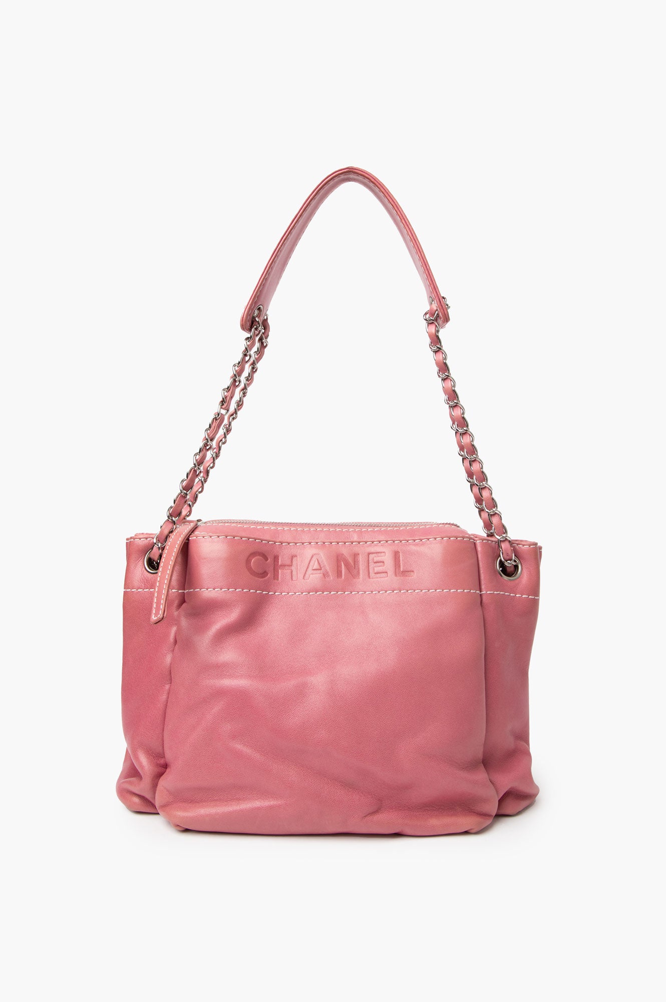 Chanel Pink Lambskin Lax Accordion Shoulder Bag