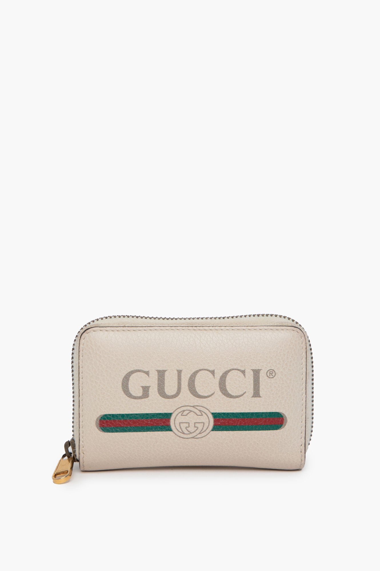 Gucci Beige Leather Zip Cardcase