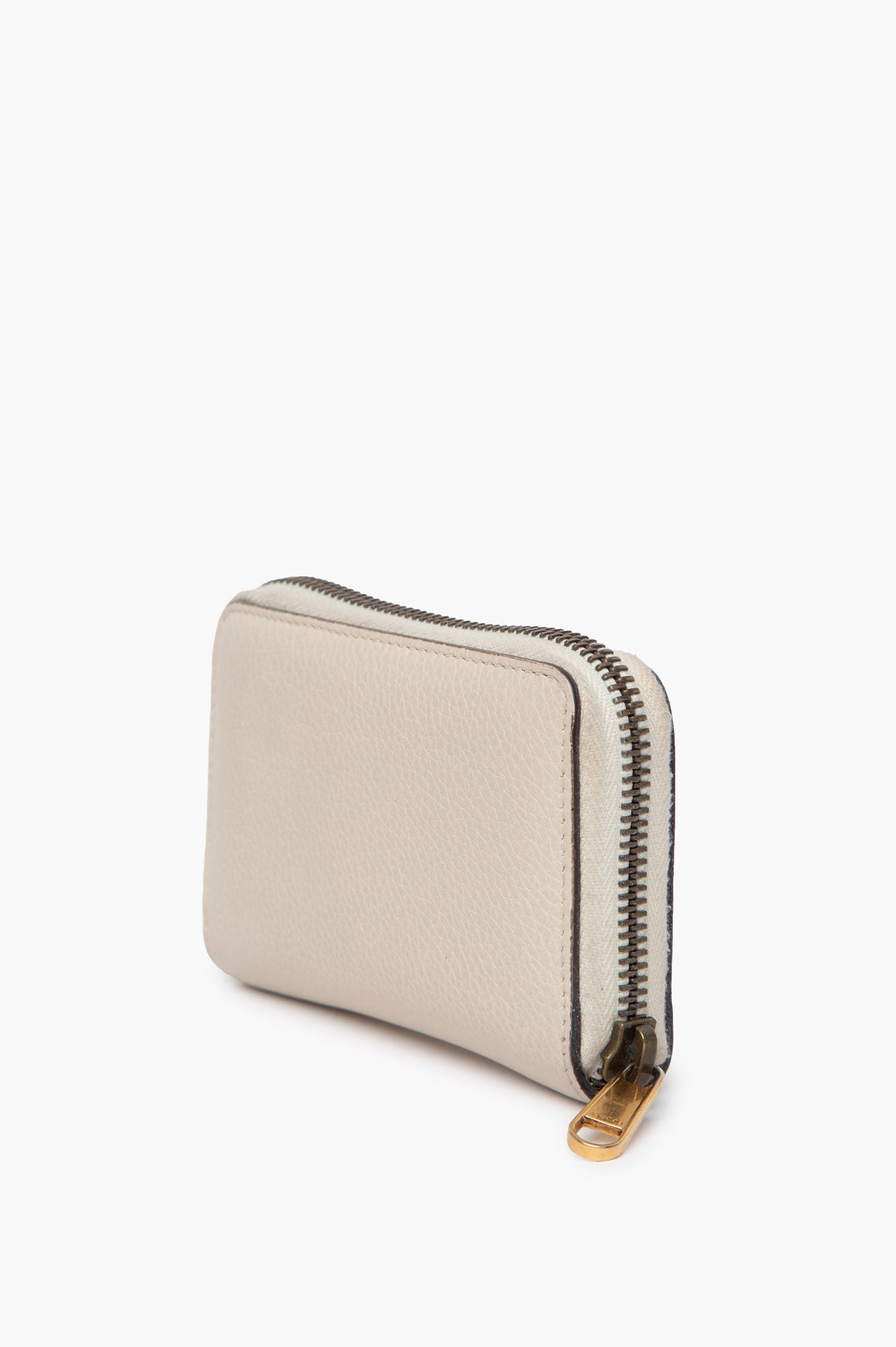 Gucci Beige Leather Zip Cardcase