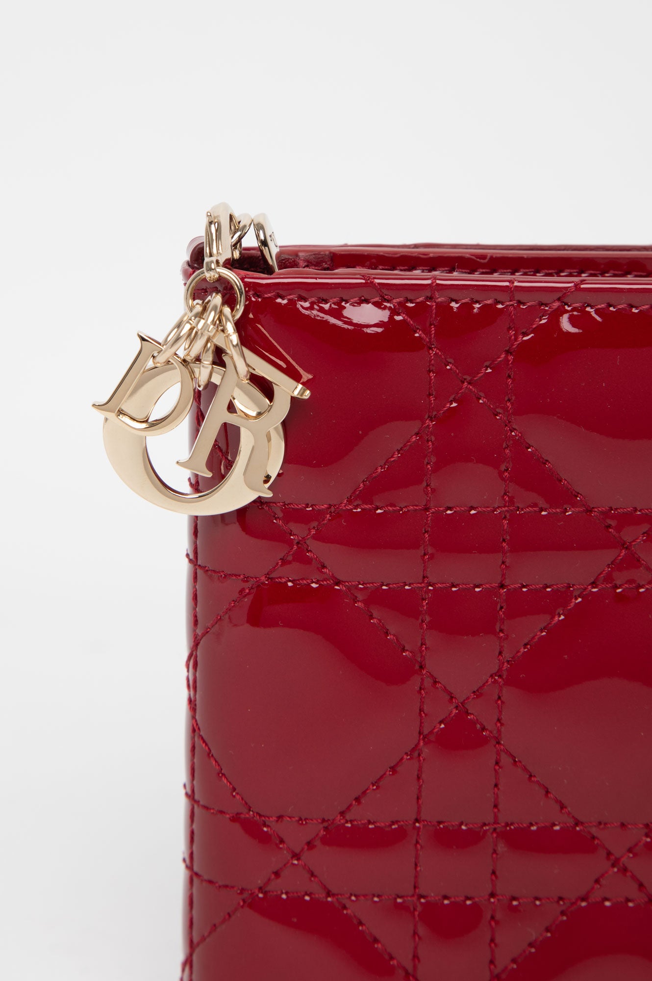 Christian Dior Red Patent Lady Dior Gardenia Wallet