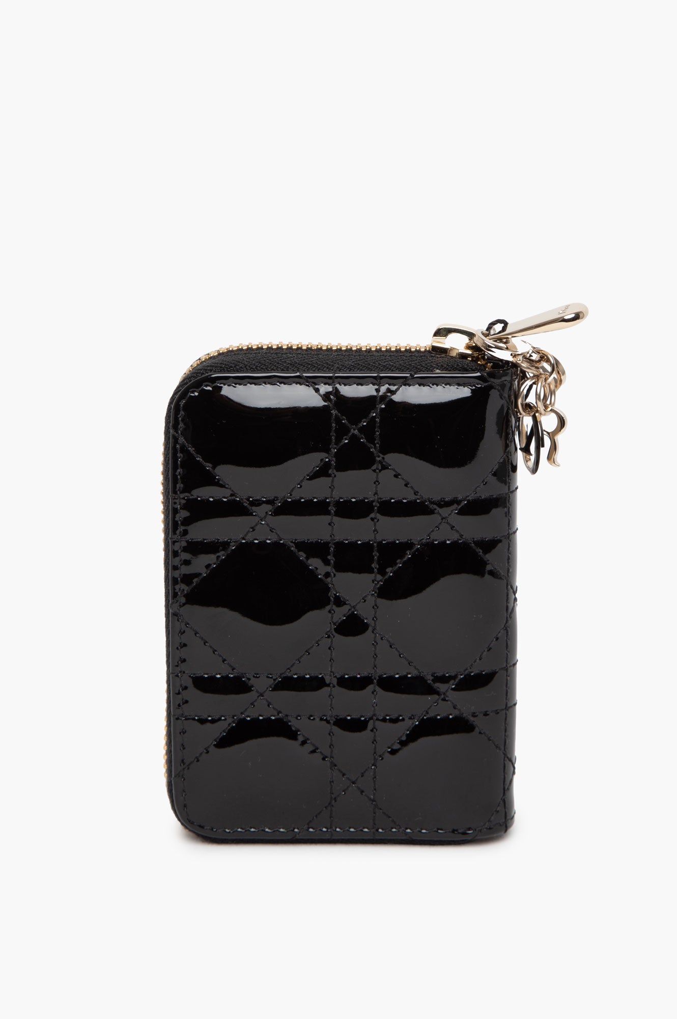 Christian Dior Black Patent Small Lady Dior Voyageur Coin Purse