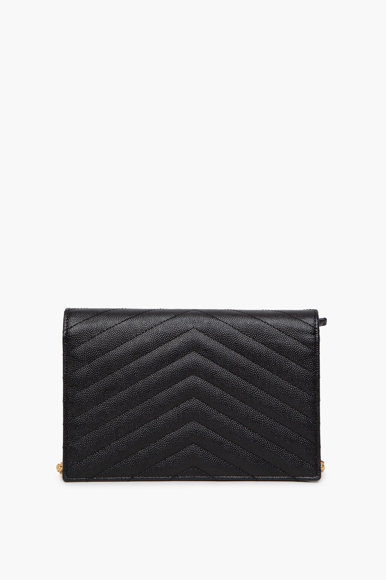 Saint Laurent Black Cassandre GHW Wallet On Chain