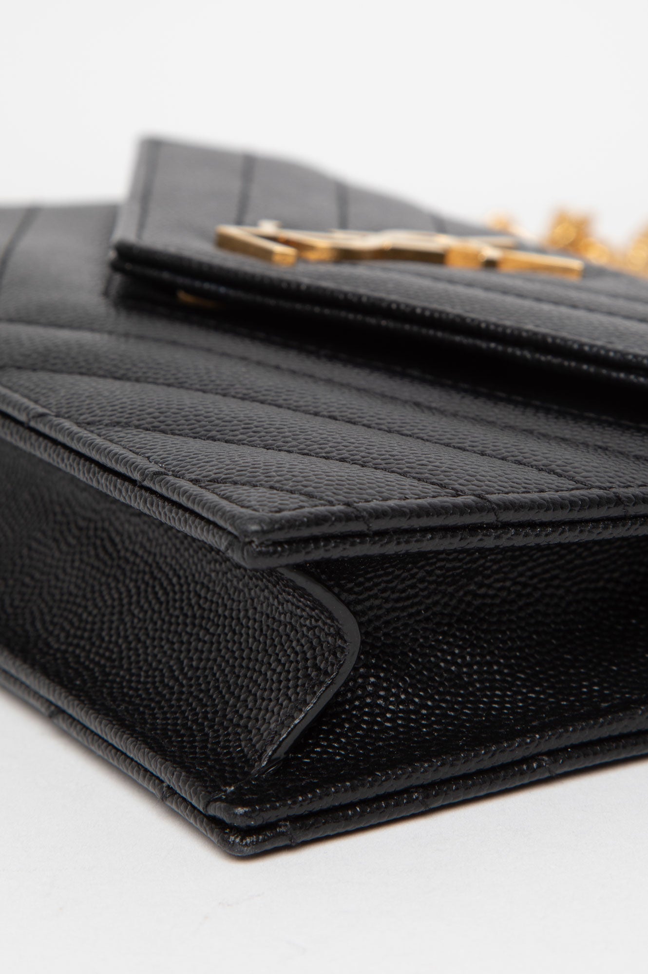 Saint Laurent Black Cassandre GHW Wallet On Chain