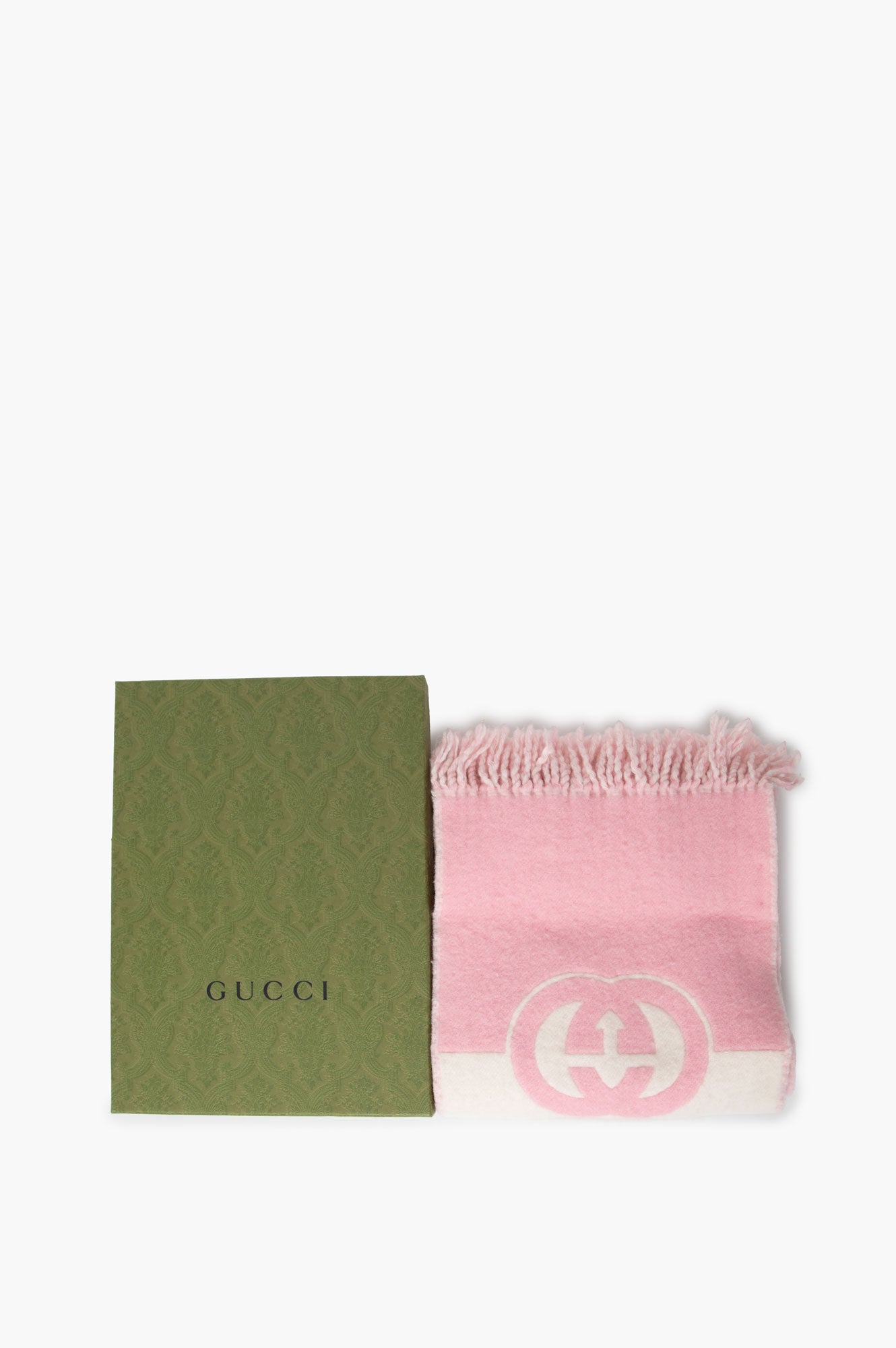 Gucci Pink Wool Double Side Scarf