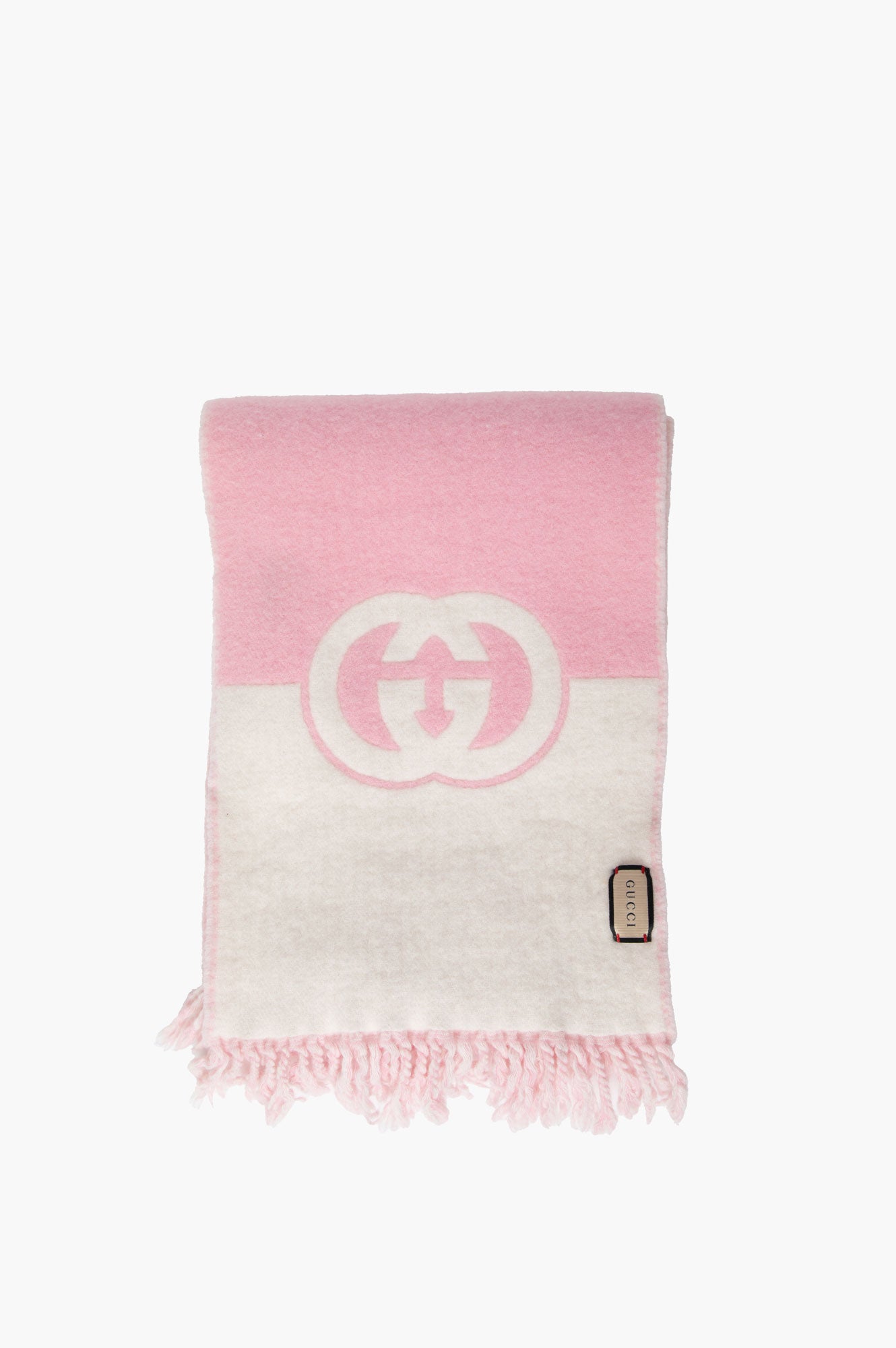 Gucci Pink Wool Double Side Scarf