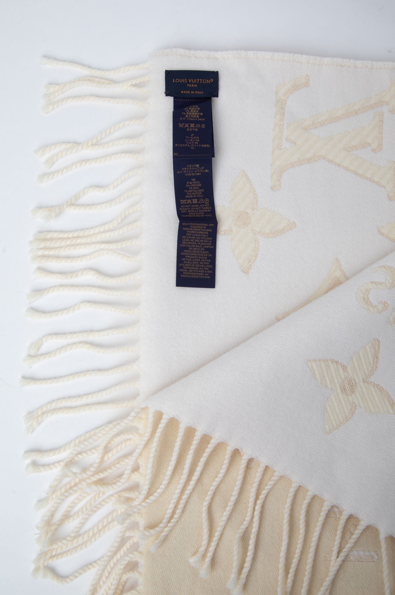 Louis Vuitton Gold Essential Shine Wool Scarf