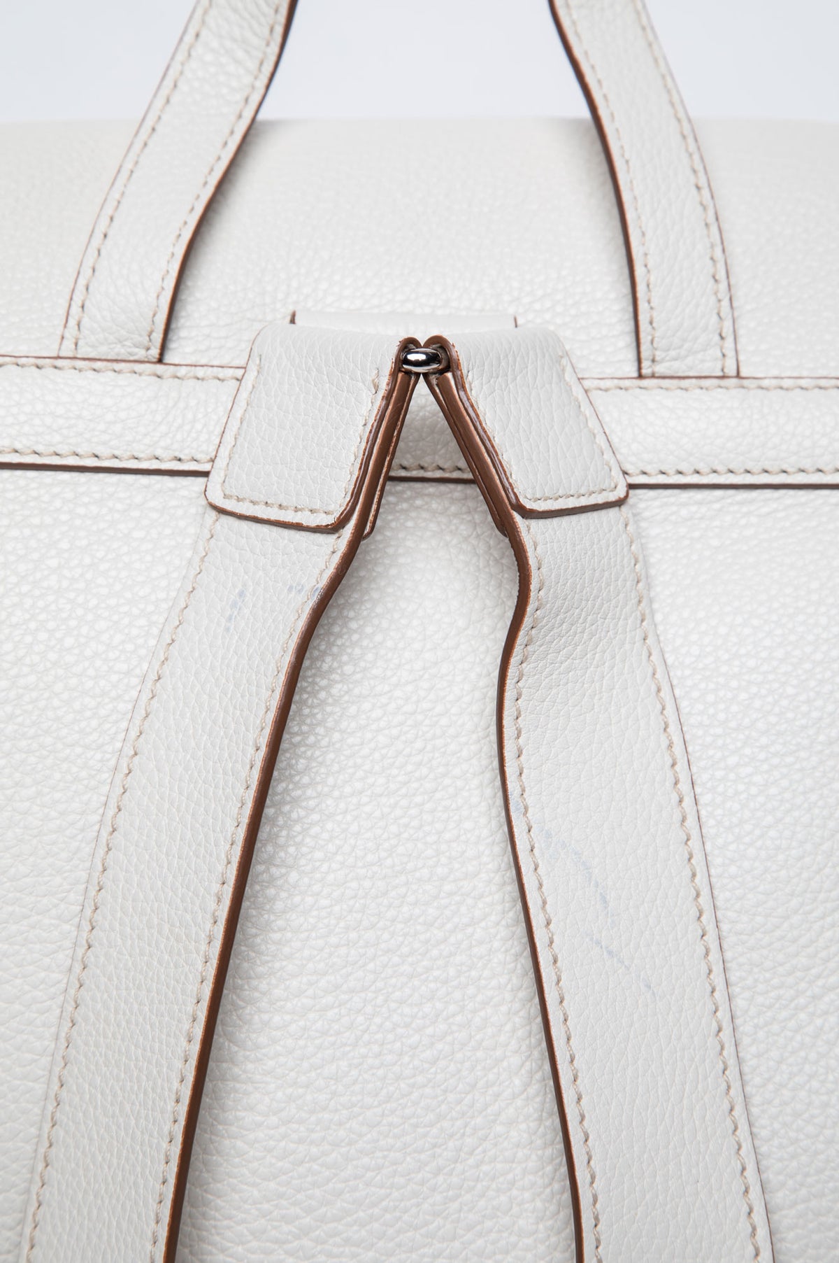Prada White Vitello Daino Drawstring Flap Backpack