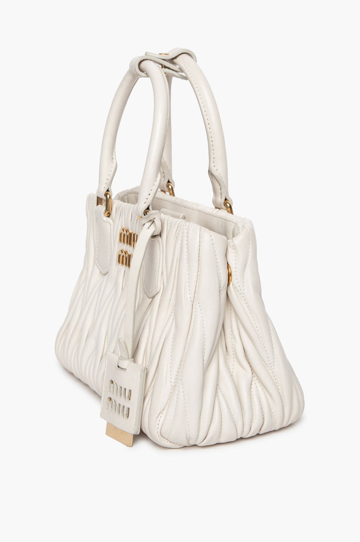 Miu Miu White Matelassé Nappa Mini Tote Bag
