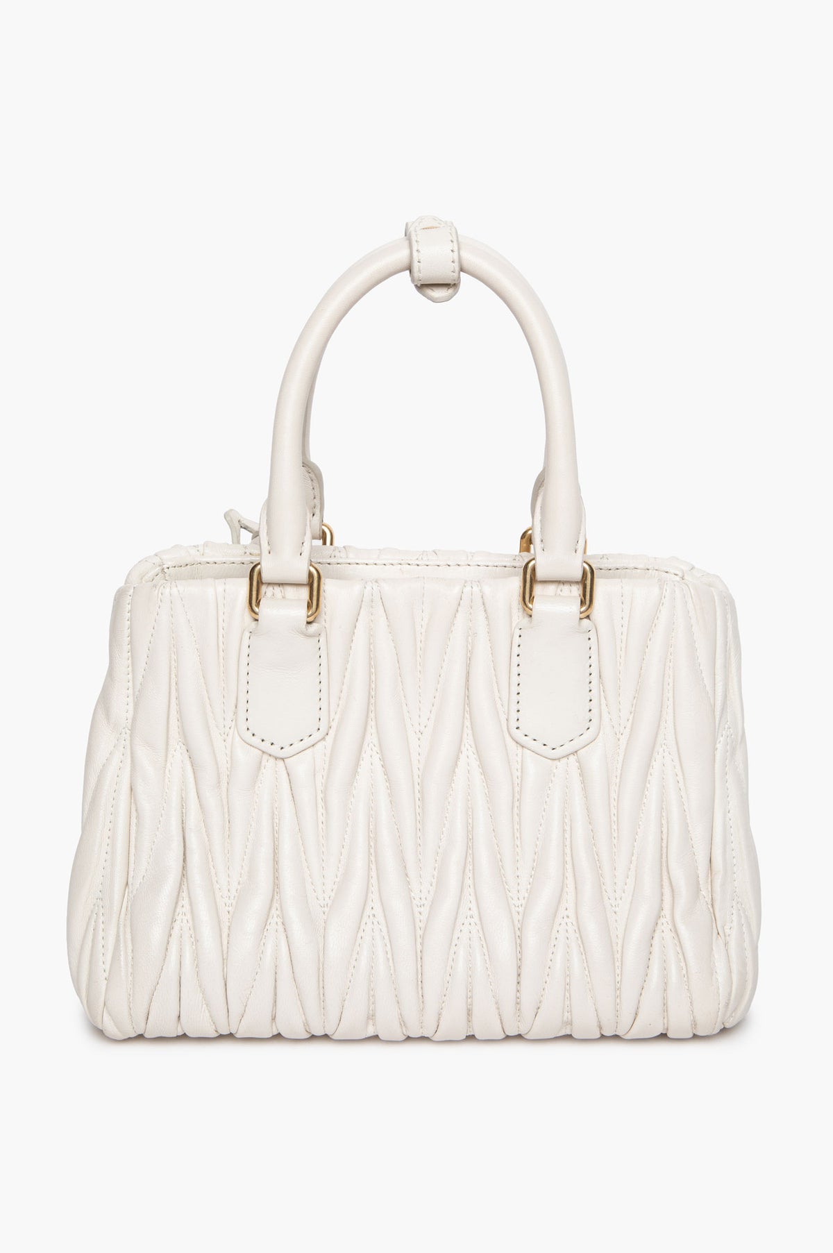 Miu Miu White Matelassé Nappa Mini Tote Bag