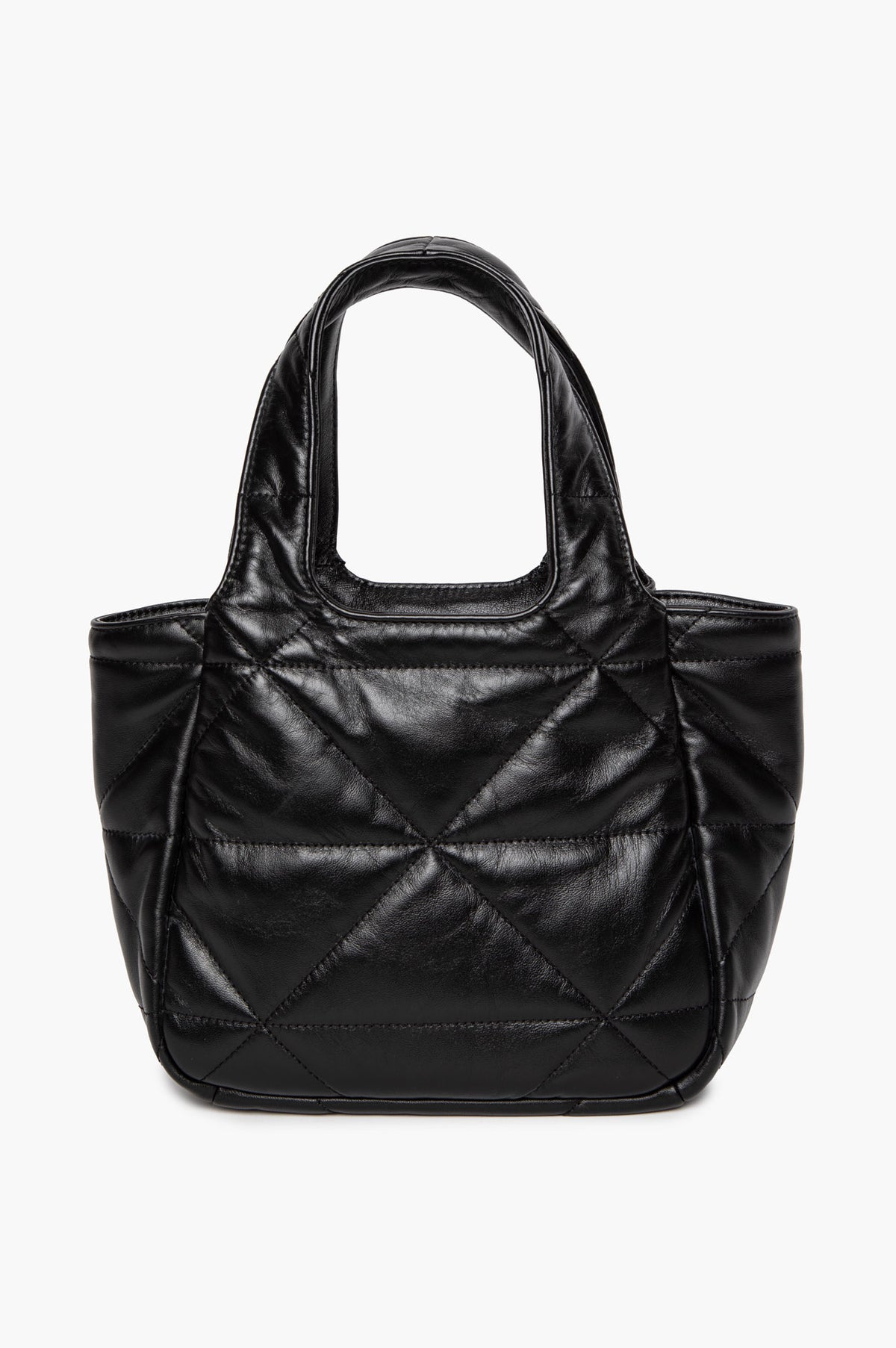 Prada Black Triangle Stitched Nappa Leather Small Shopping Tote
