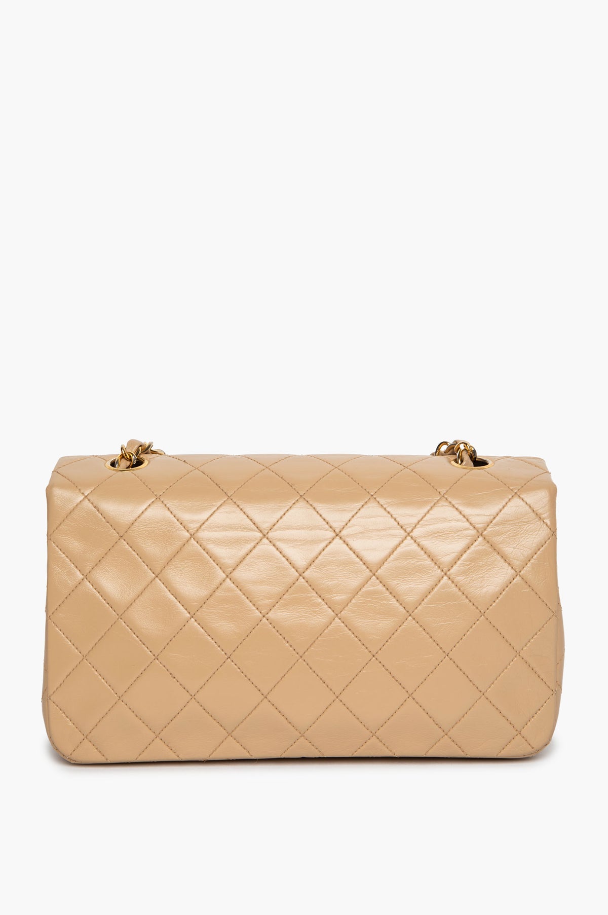 Chanel Vintage Beige Quilted Lambskin 24k GHW Timeless Classic Flap Bag