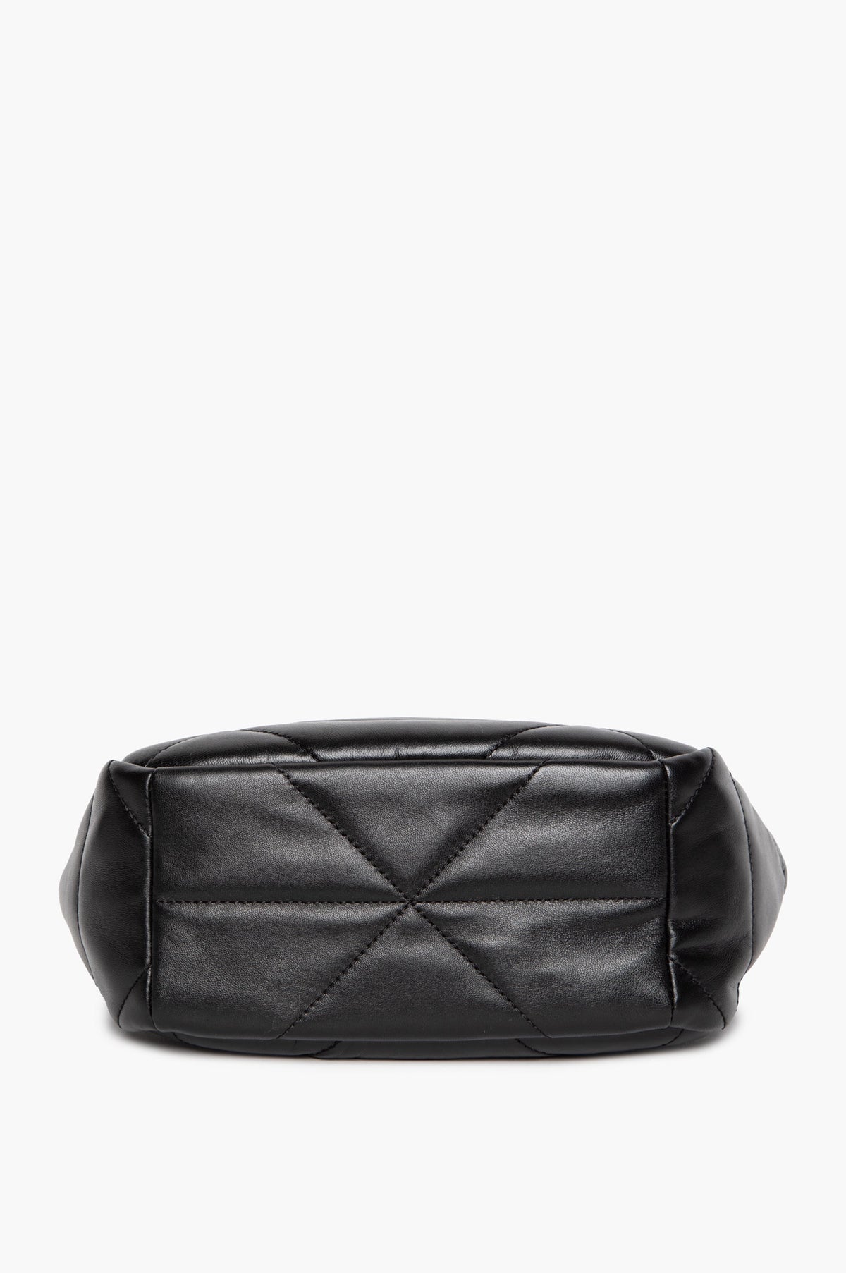 Prada Black Triangle Stitched Nappa Leather Small Shopping Tote