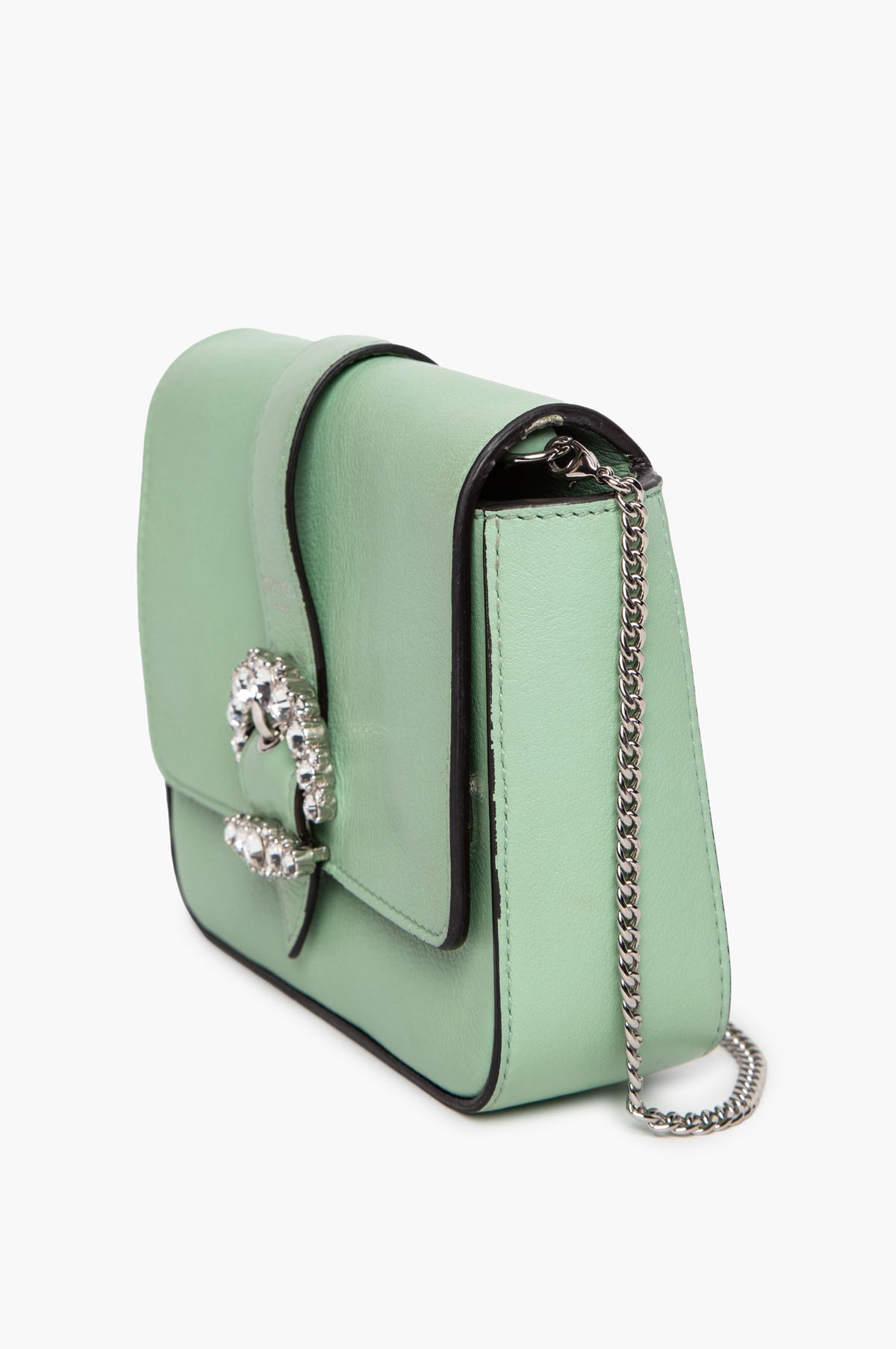 Jimmy Choo Pistachio Leather Crystal Embellished Cheri Bag