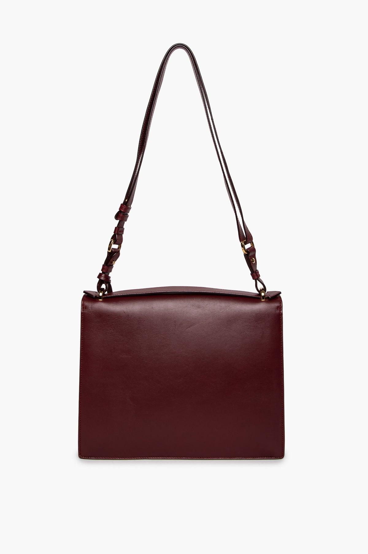 Salvatore Ferragamo Burgundy Leather Marisol Top Handle Bag