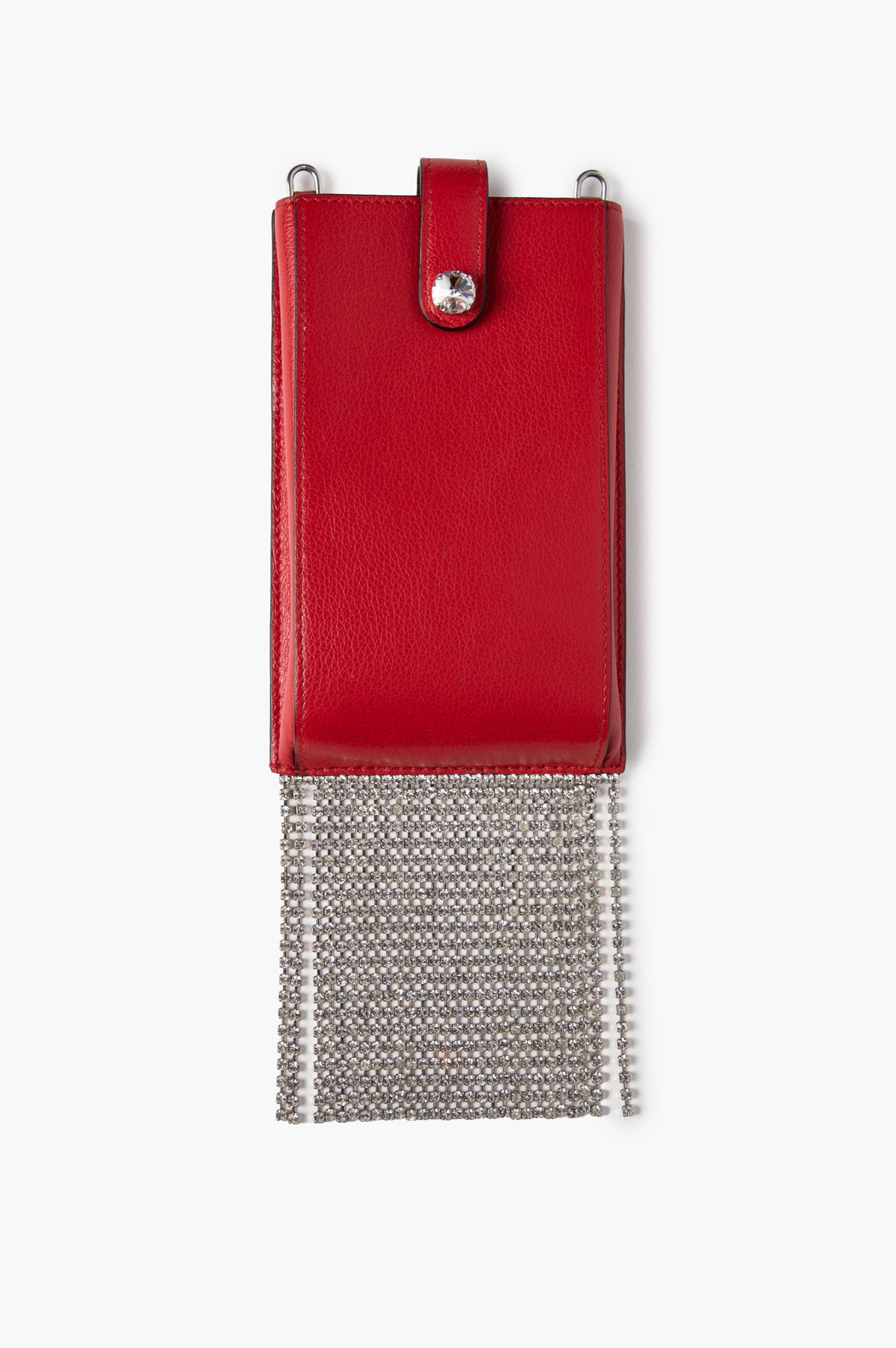 Miu Miu Red Leather Crystal Fringe Crossbody Phone Case