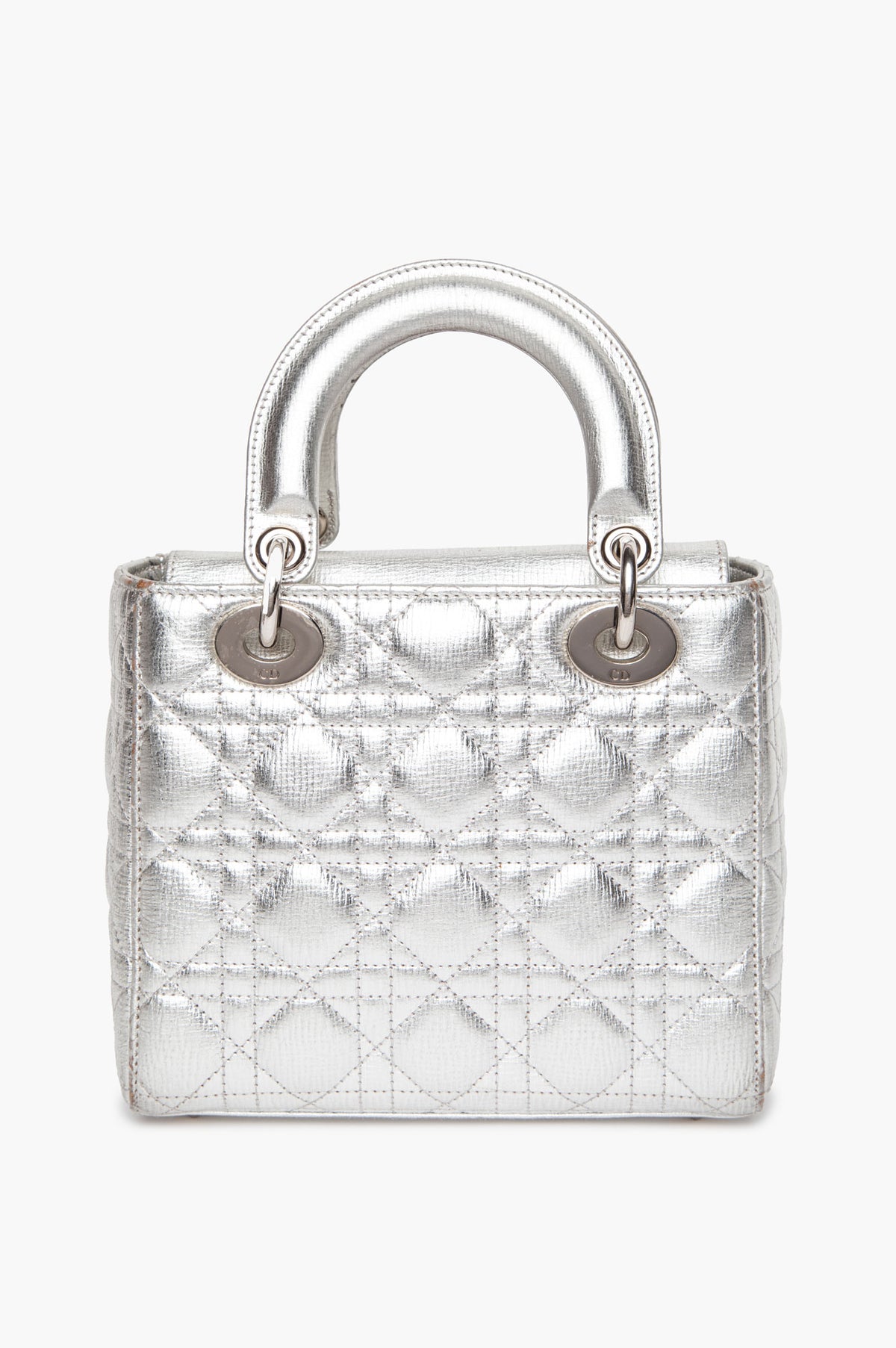 Christian Dior Metallic Silver Calfskin Small My Lady ABCDior Bag