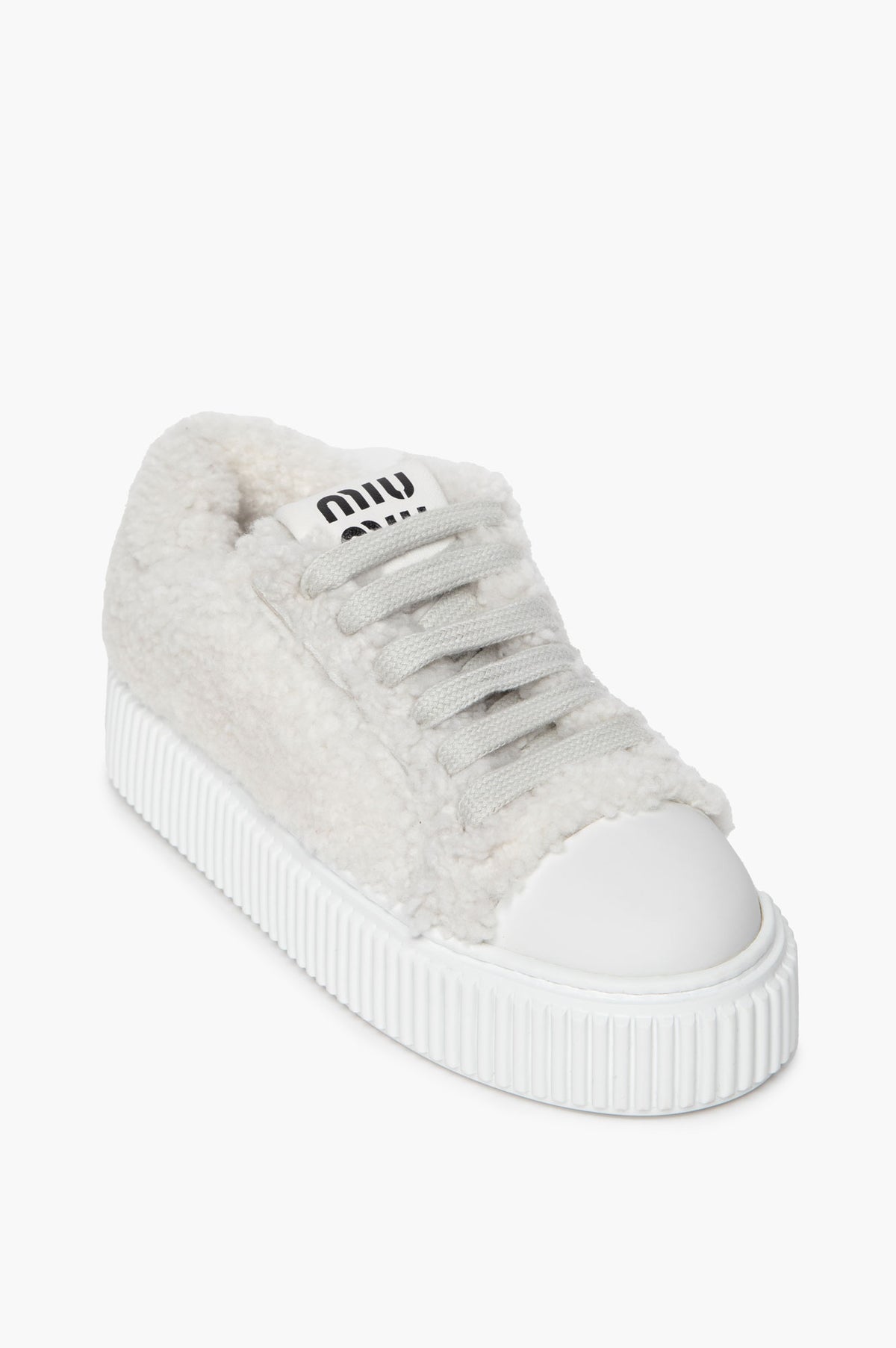 Miu Miu White Shearling Sneakers Size 35.5