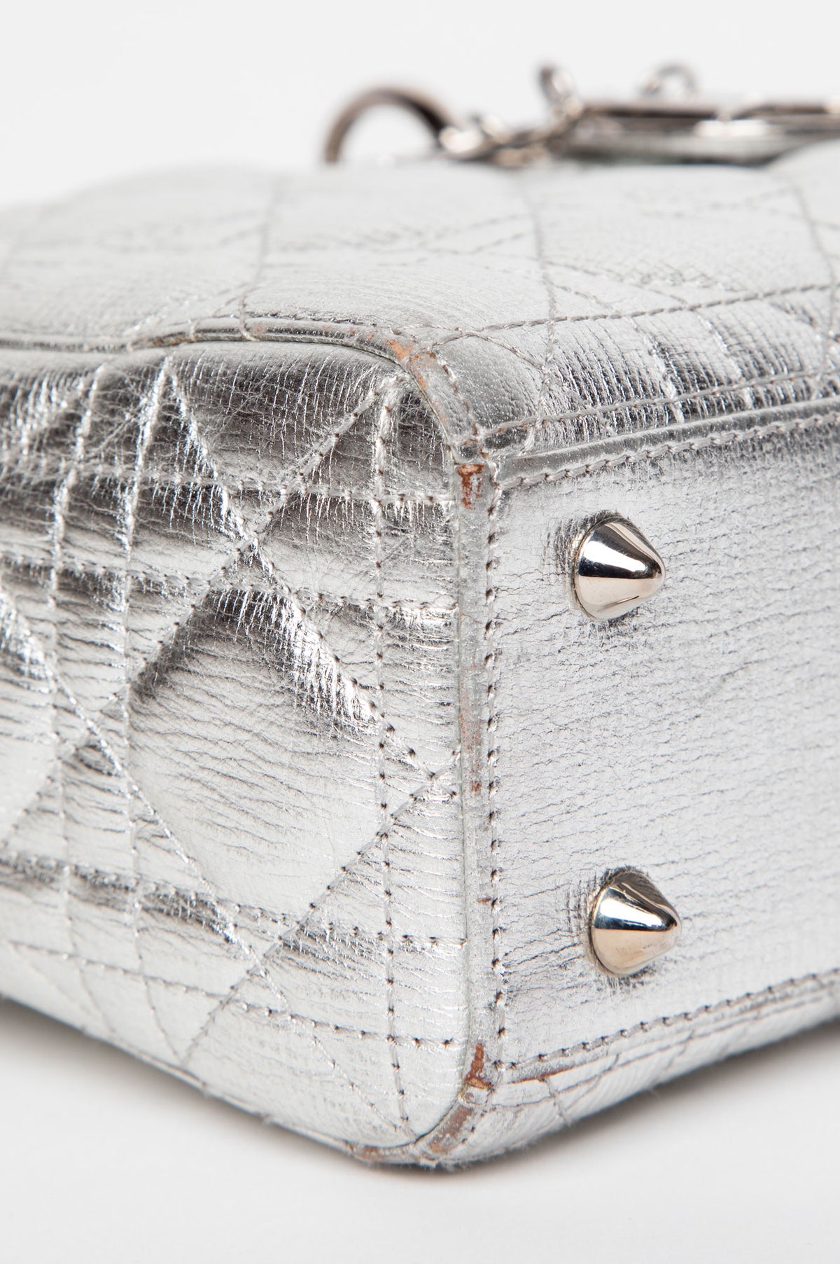 Christian Dior Metallic Silver Calfskin Small My Lady ABCDior Bag