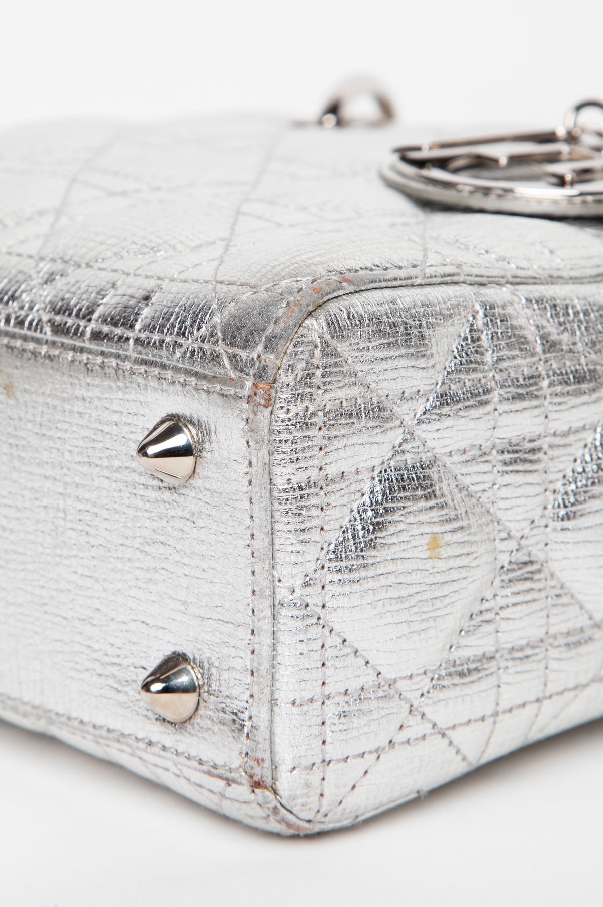 Christian Dior Metallic Silver Calfskin Small My Lady ABCDior Bag