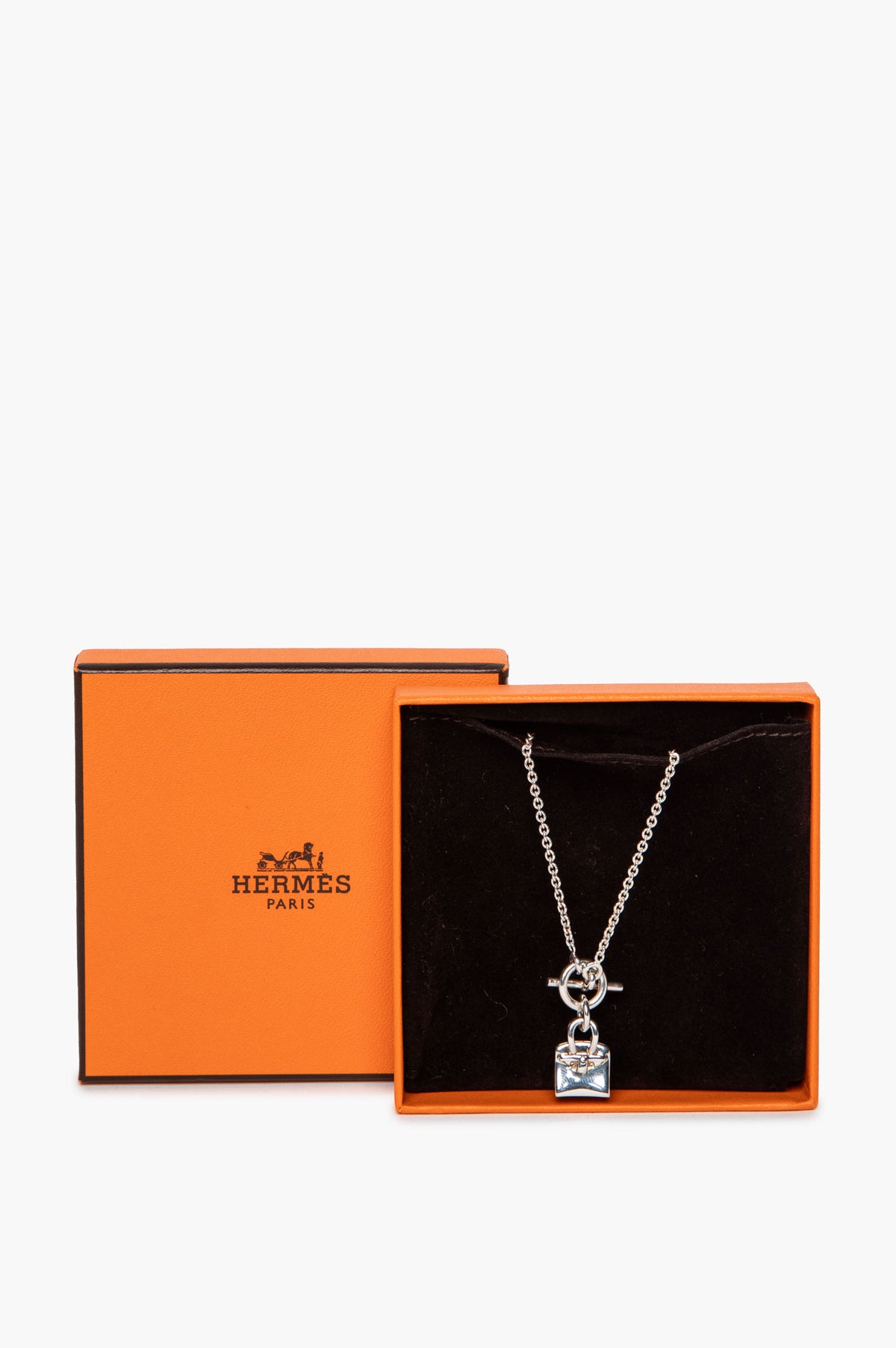 Hermès Sterling Silver Amulettes Birkin Pendant Necklace
