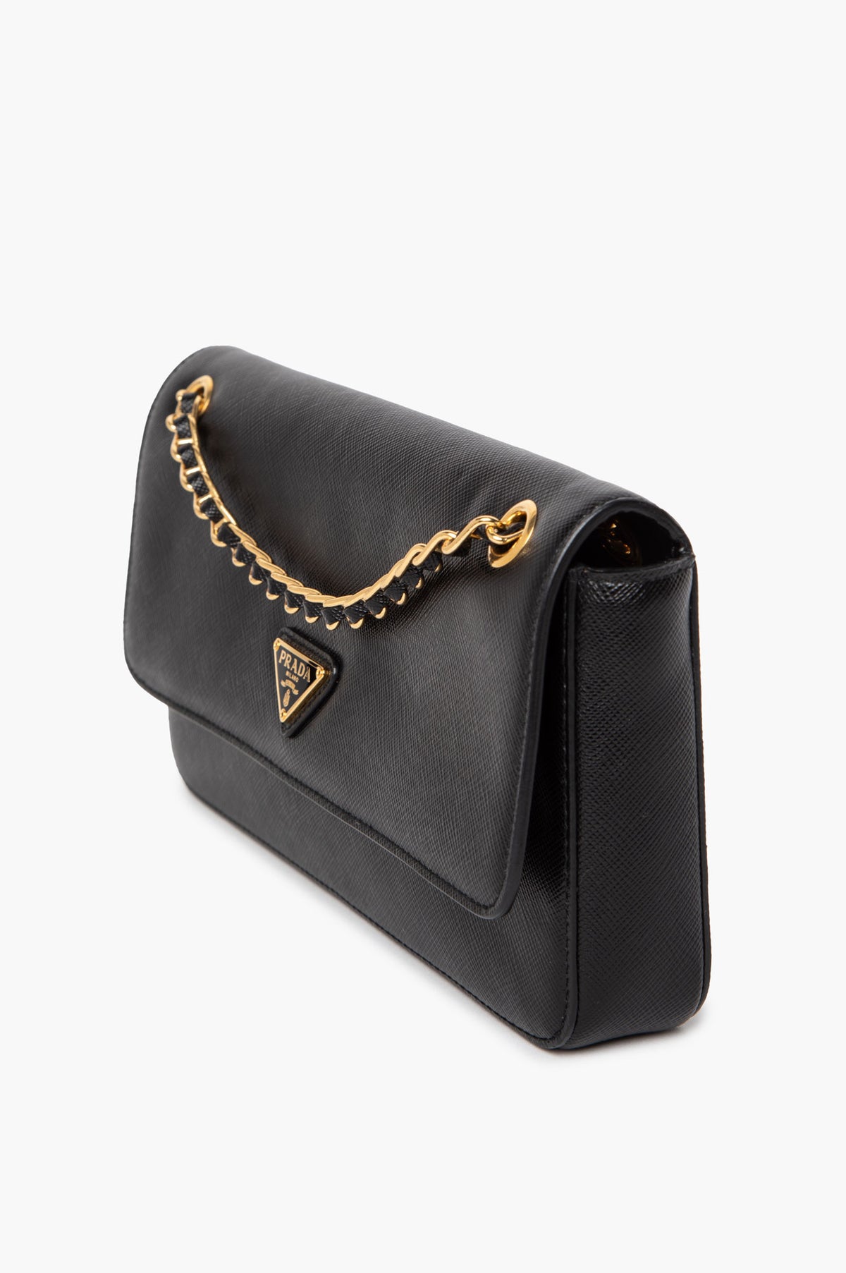 Prada Black Saffiano Lux Pattina Shoulder Bag