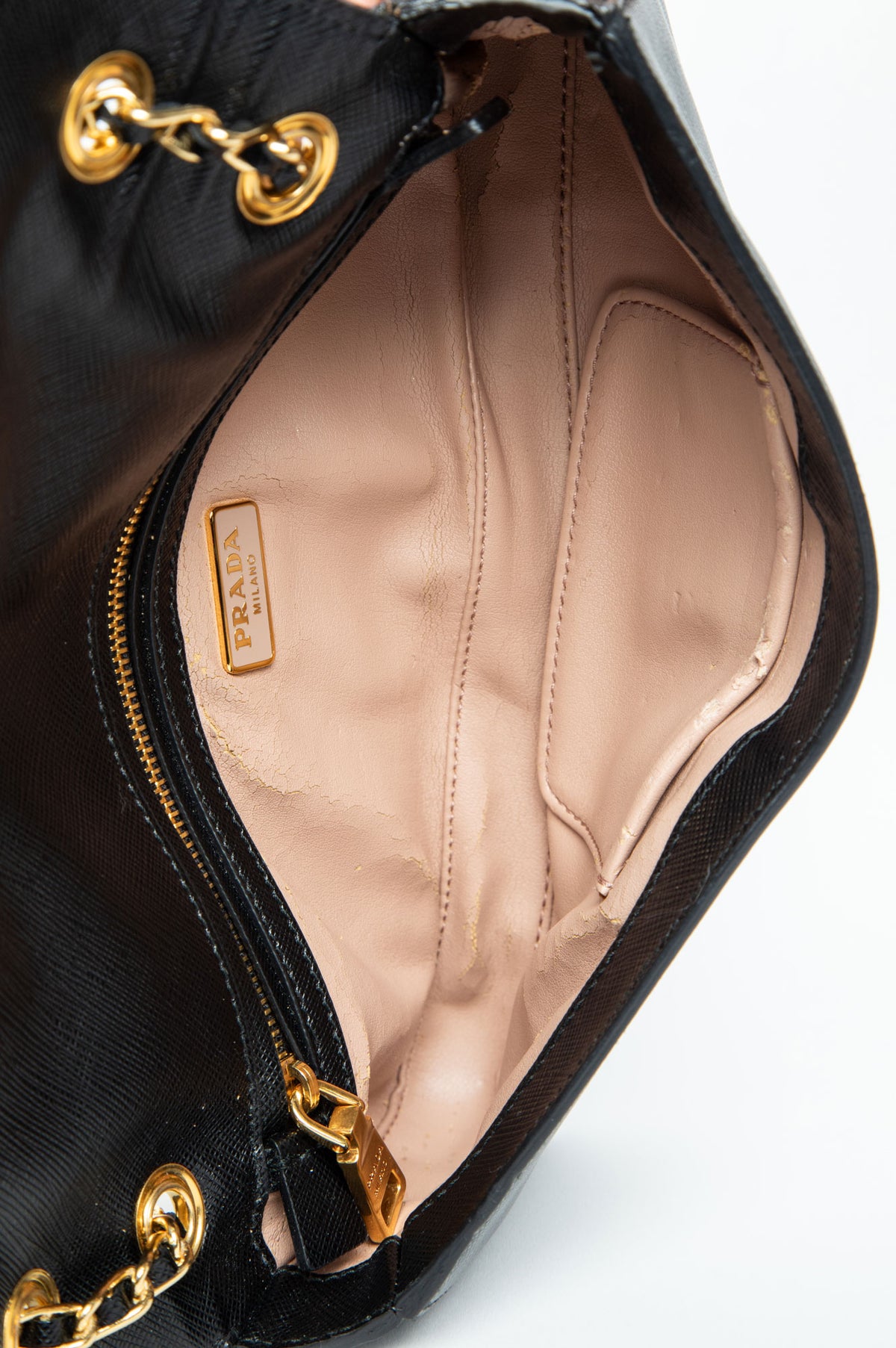 Prada Black Saffiano Lux Pattina Shoulder Bag