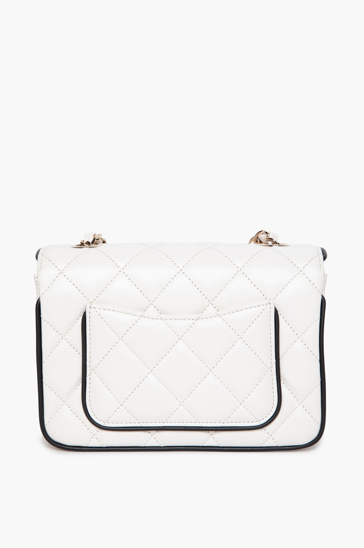 Chanel Spring 25P White/Black Lambskin Mini Graphic Frame Flap Bag