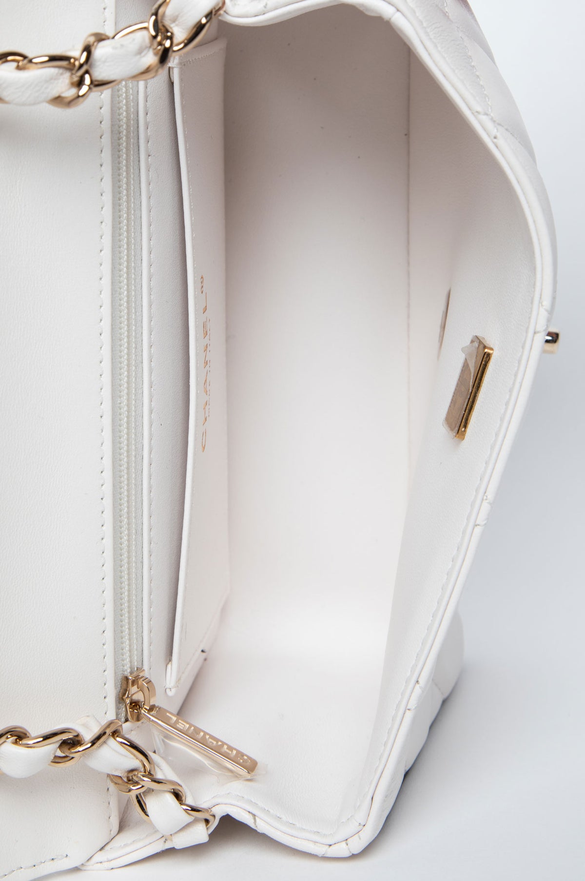 Chanel Spring 25P White/Black Lambskin Mini Graphic Frame Flap Bag