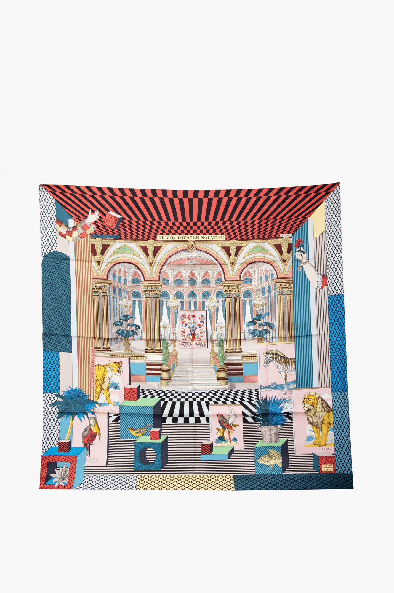 Hermes Blue Grand Theatre Nouveau 90*90 Silk Scarf