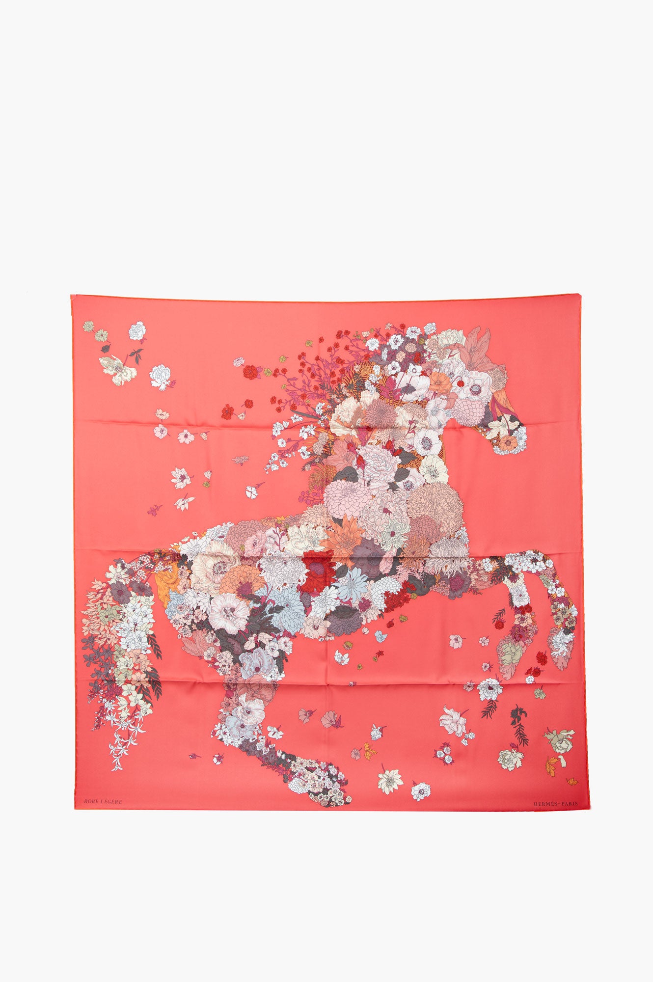 Hermes Rose Red Robe Legere 90*90 Silk Scarf