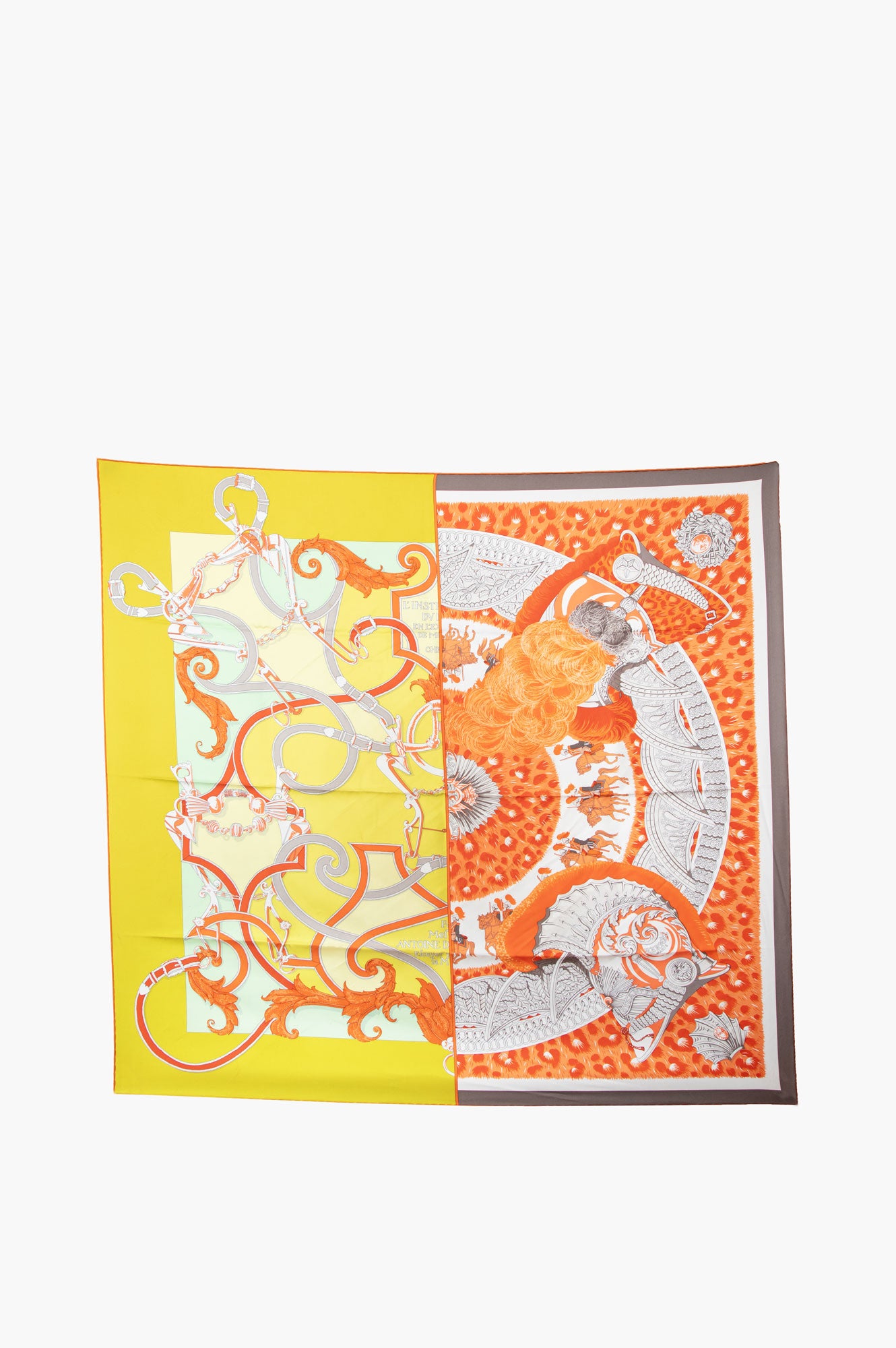 Hermes Yellow/Orange Plumets Du Roy 90*90 Silk Scarf