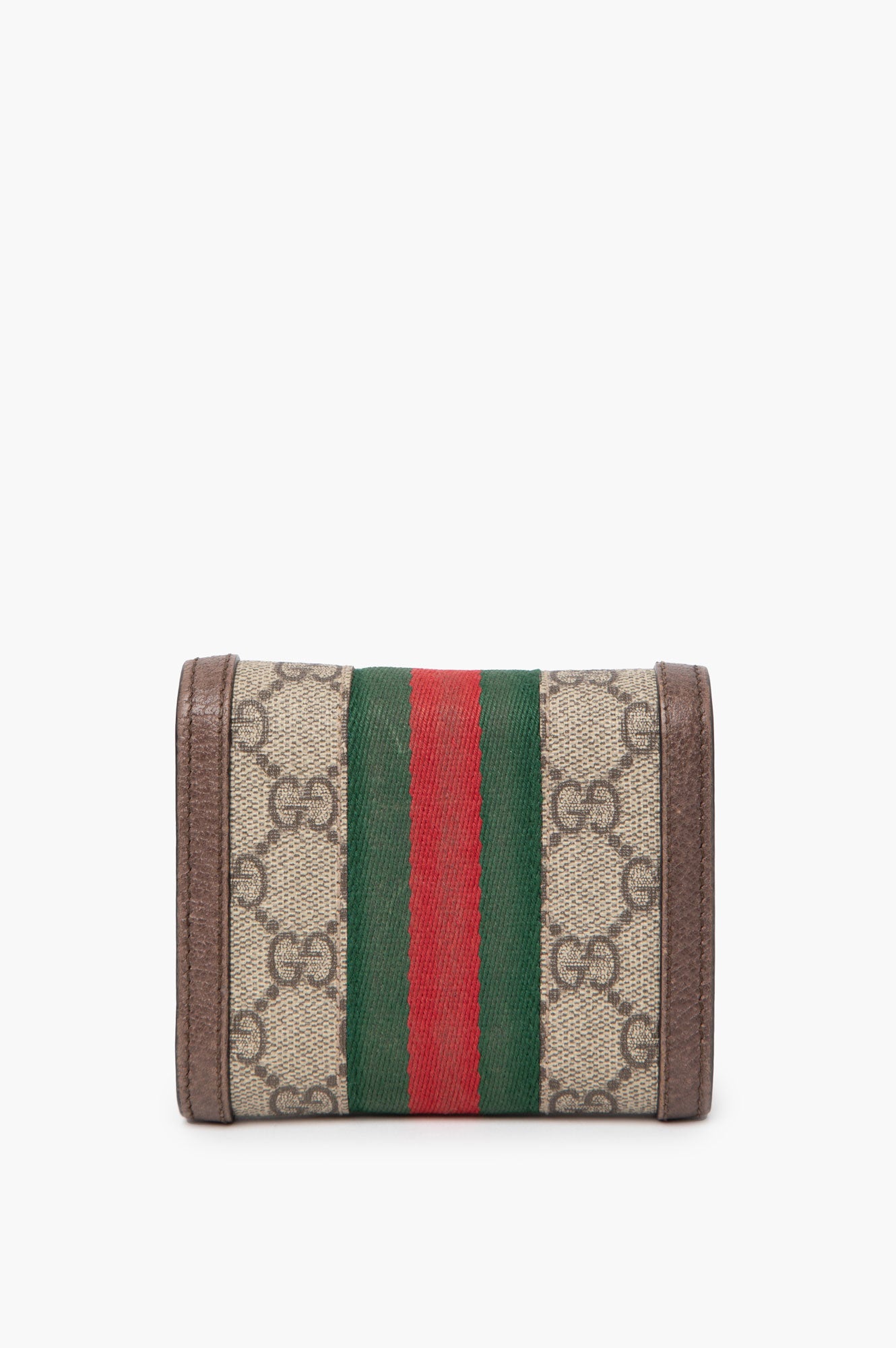 Gucci Brown Monogram Ophildia Tri Fold Wallet