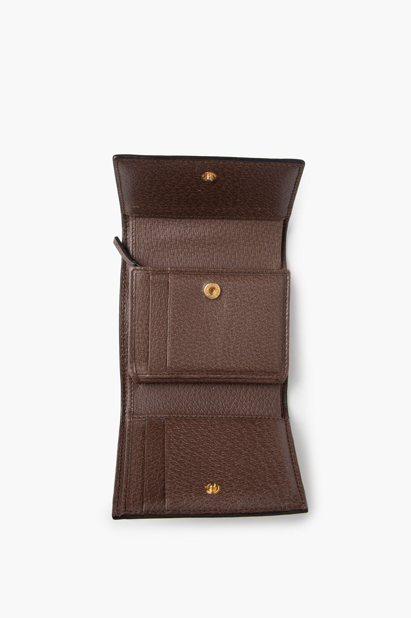 Gucci Brown Monogram Ophildia Tri Fold Wallet