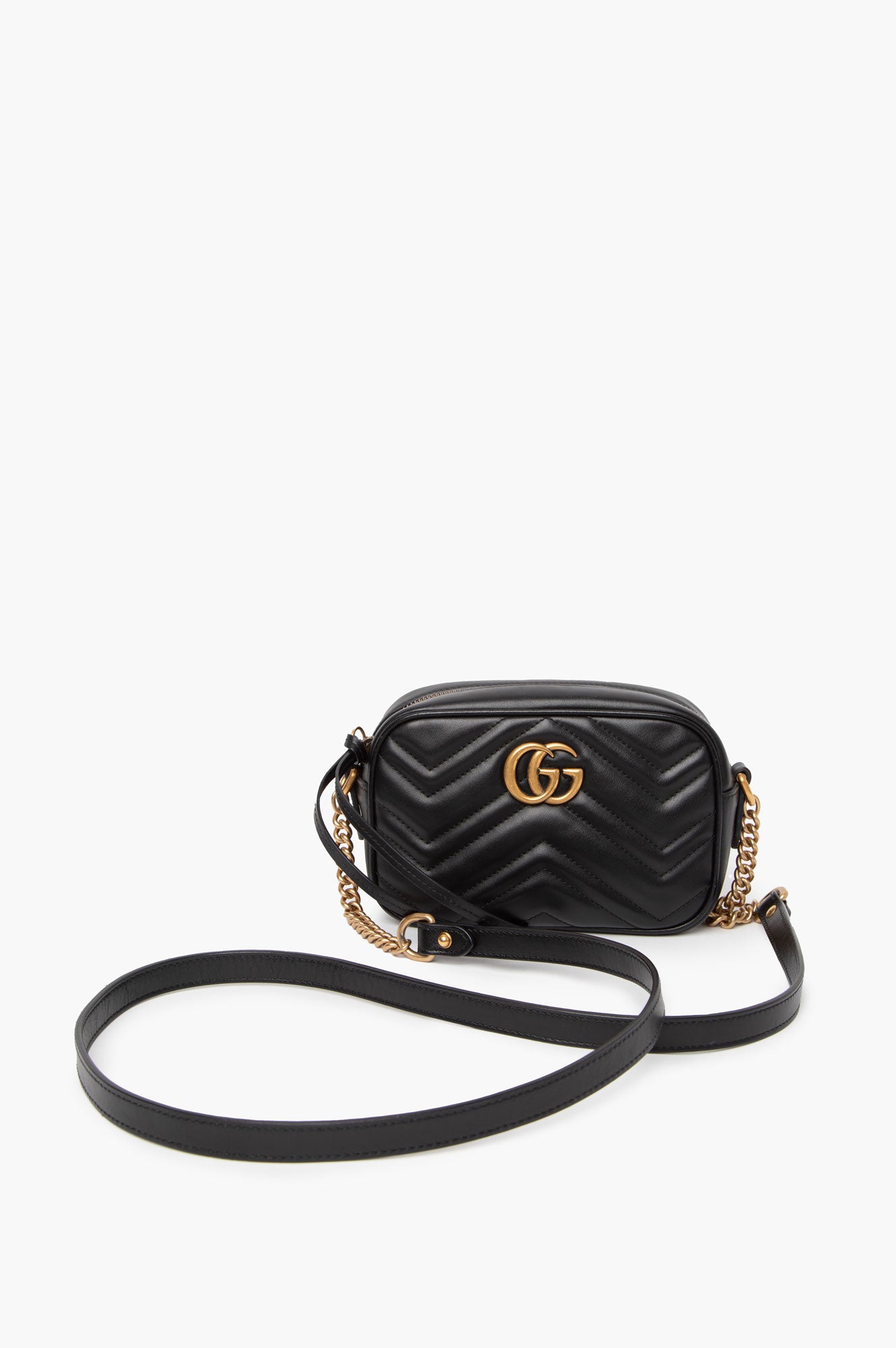 Gucci Black GG Marmont Leather Mini Camera Bag