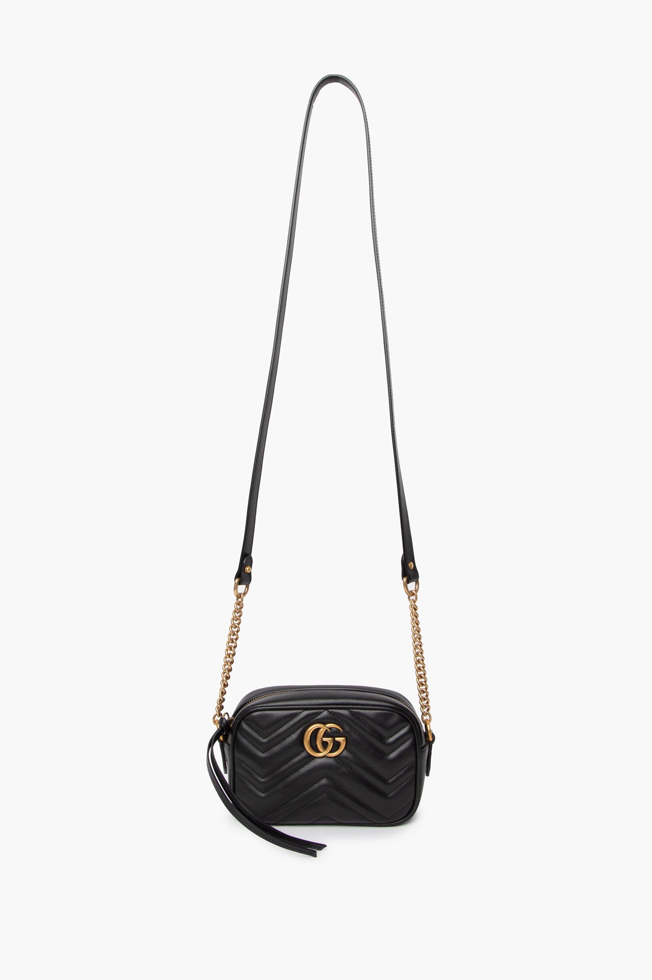 Gucci Black GG Marmont Leather Mini Camera Bag