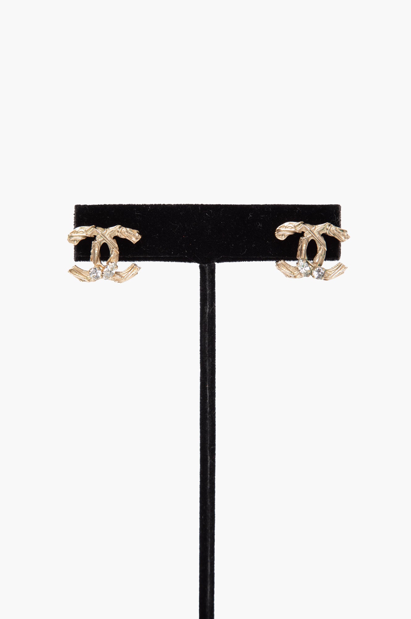 Chanel CC Logo With Crystal Earrings