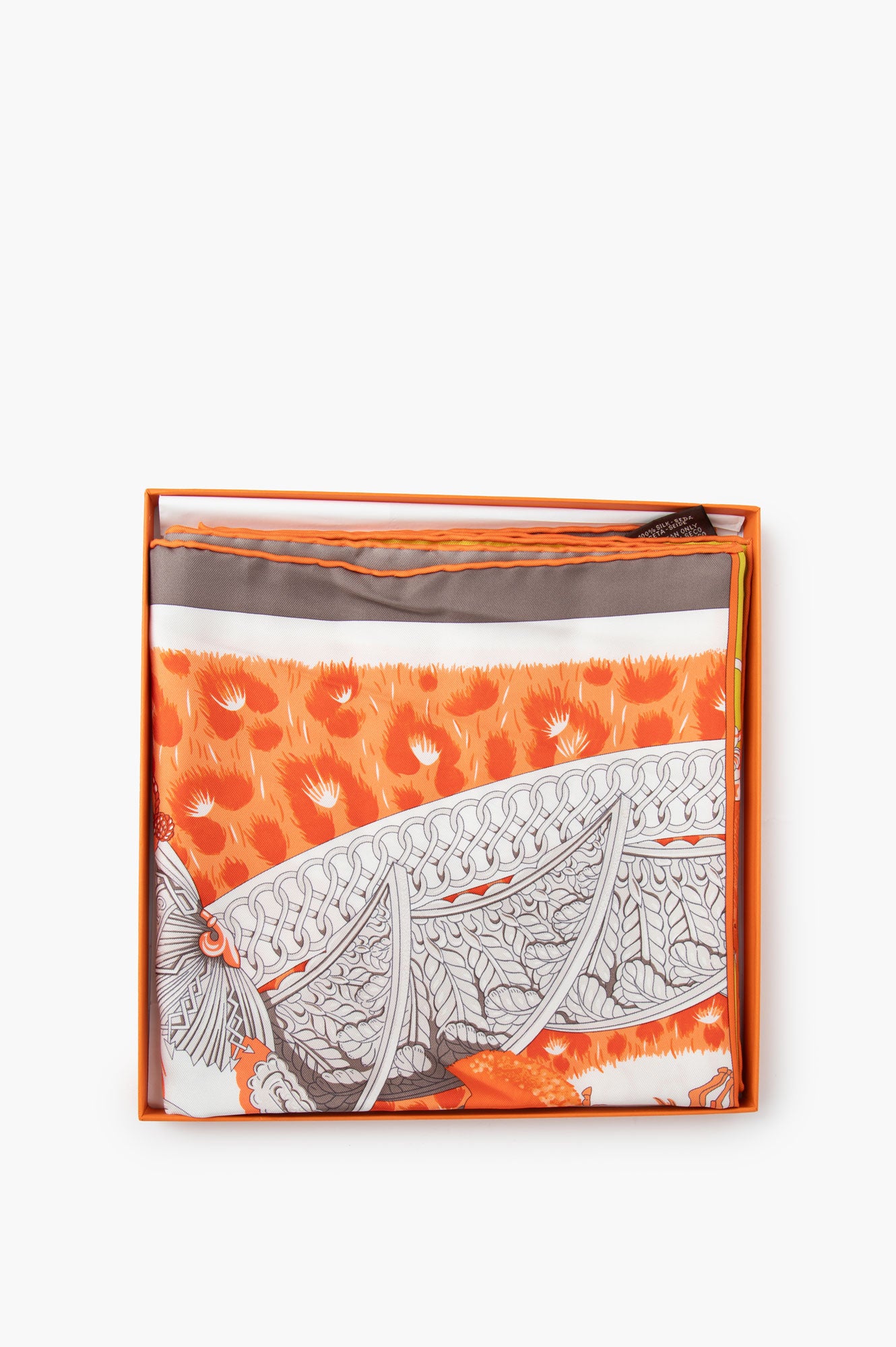 Hermes Yellow/Orange Plumets Du Roy 90*90 Silk Scarf