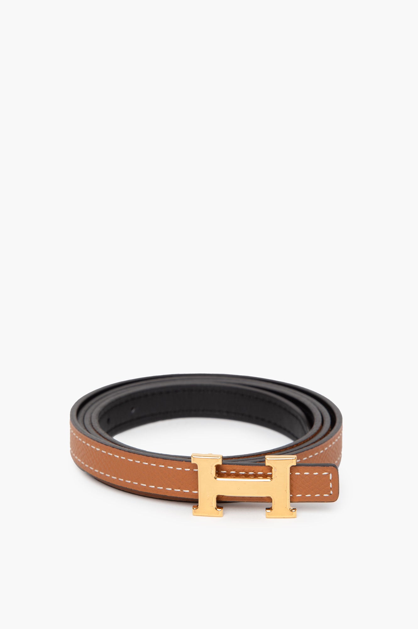 Hermes Mini H Gold Buckle 13mm Reversible Belt Size 90