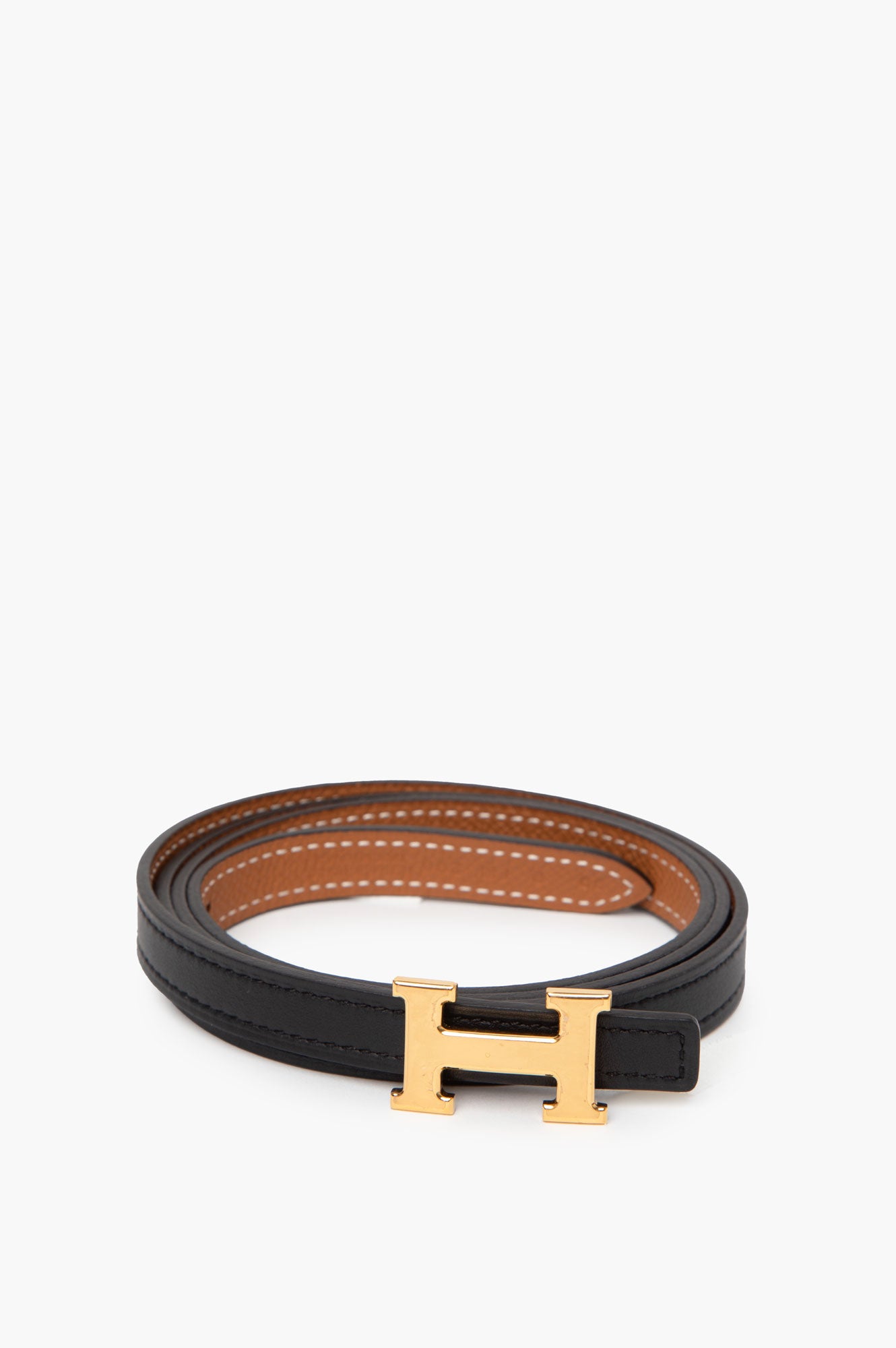 Hermes Mini H Gold Buckle 13mm Reversible Belt Size 90
