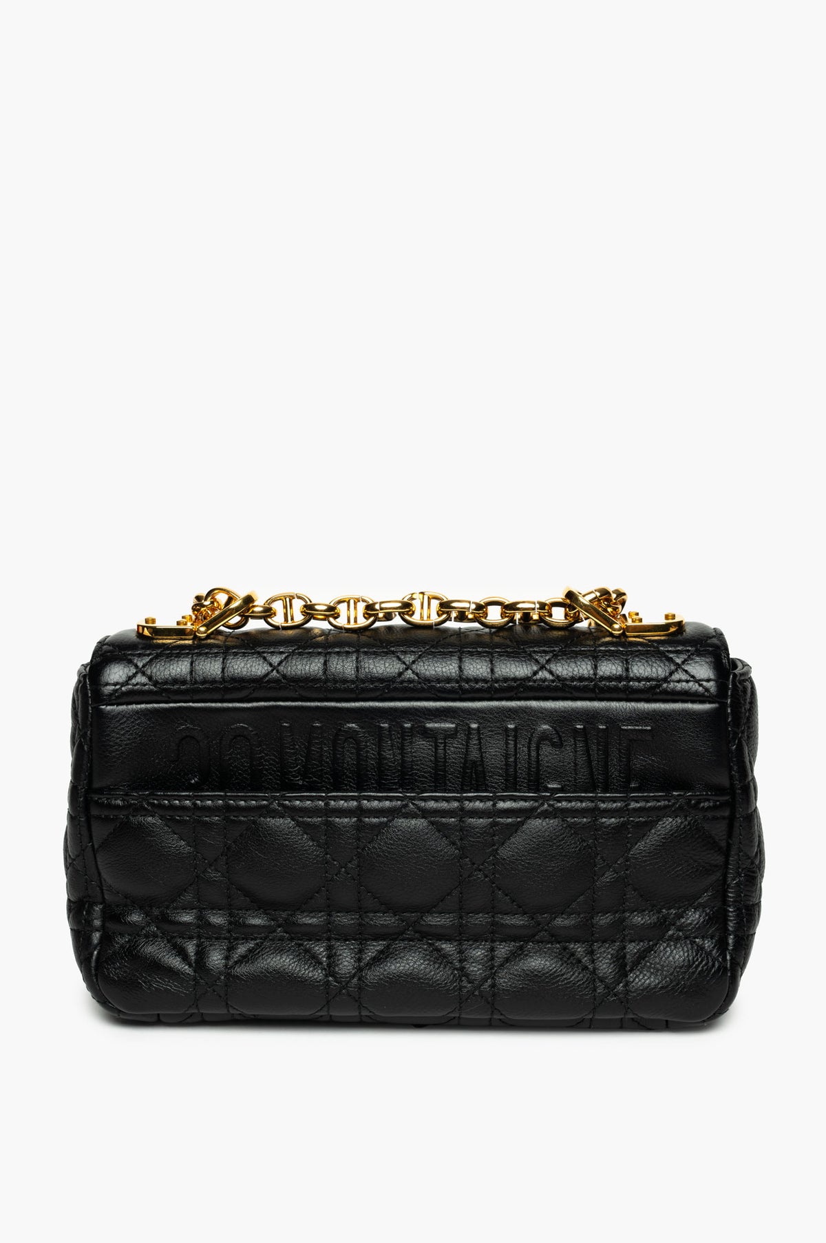 Christian Dior Black Cannage Grained Calfskin Small Caro Bag