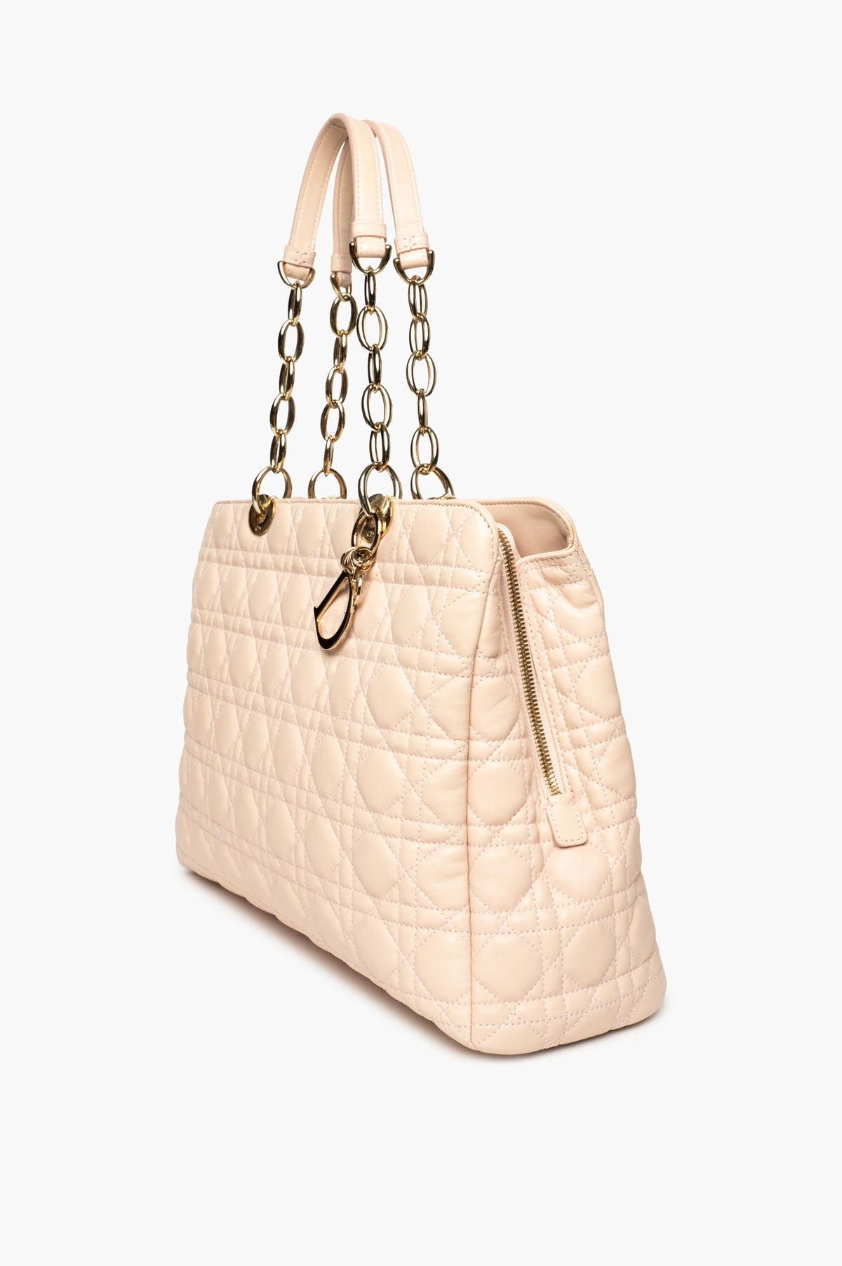 Christian Dior Light Pink Cannage Lambskin Soft Shopping Tote
