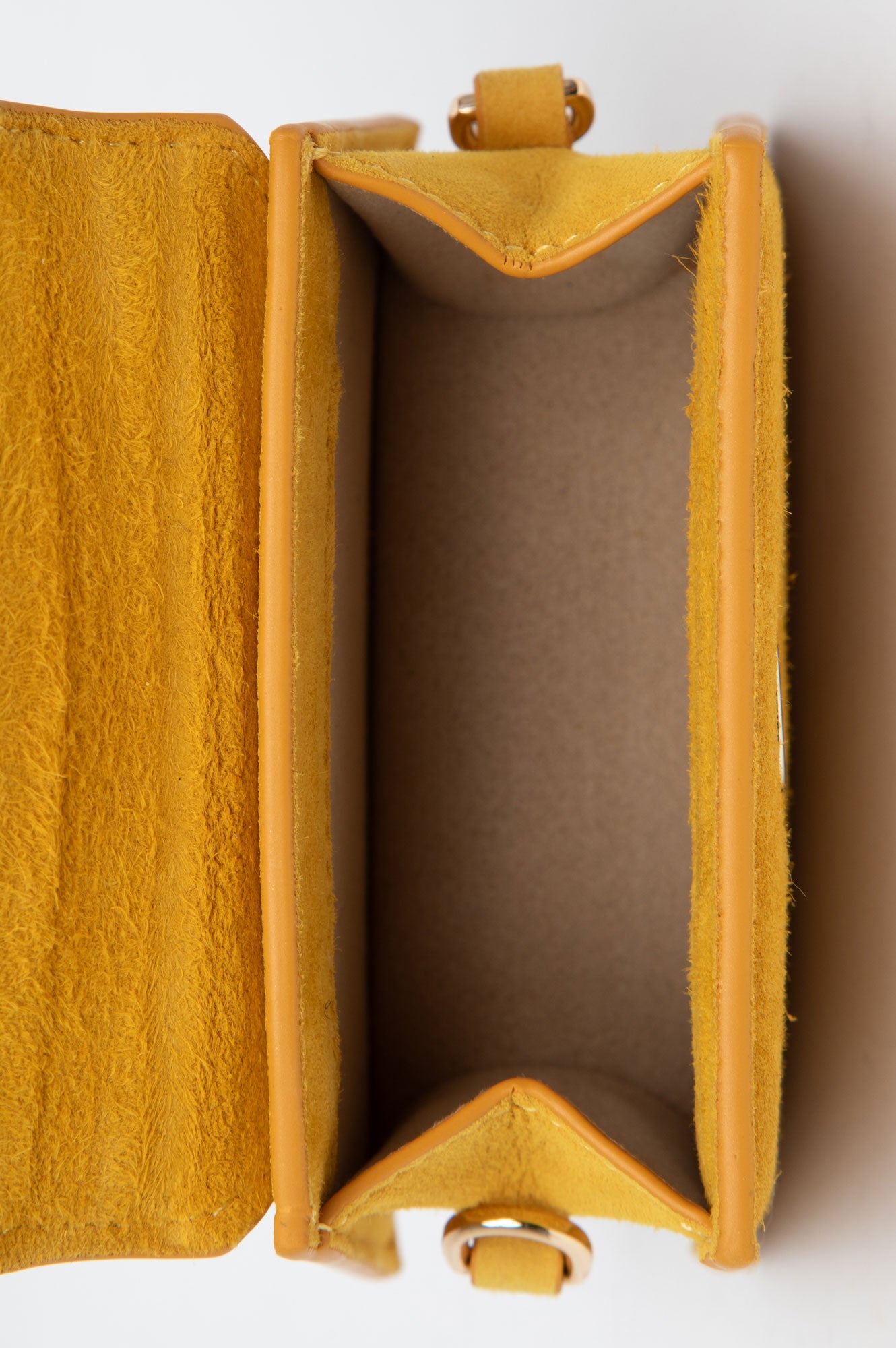 Jacquemus Yellow Suede Le Chiquito Mini Bag With Strap